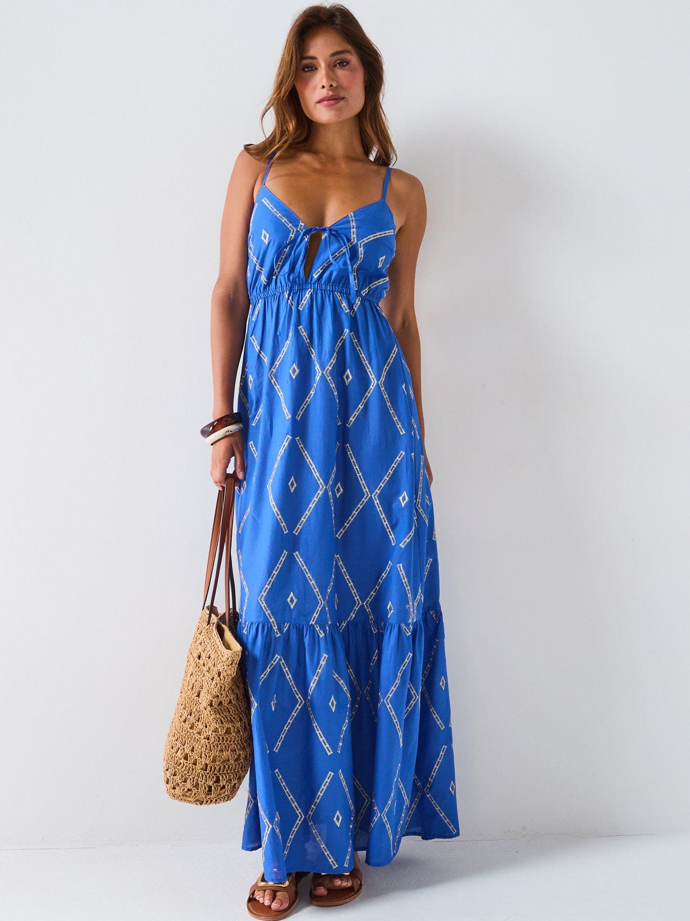 Image 5 of 6 of V by Very Metallic Beach Maxi Dress - Blue