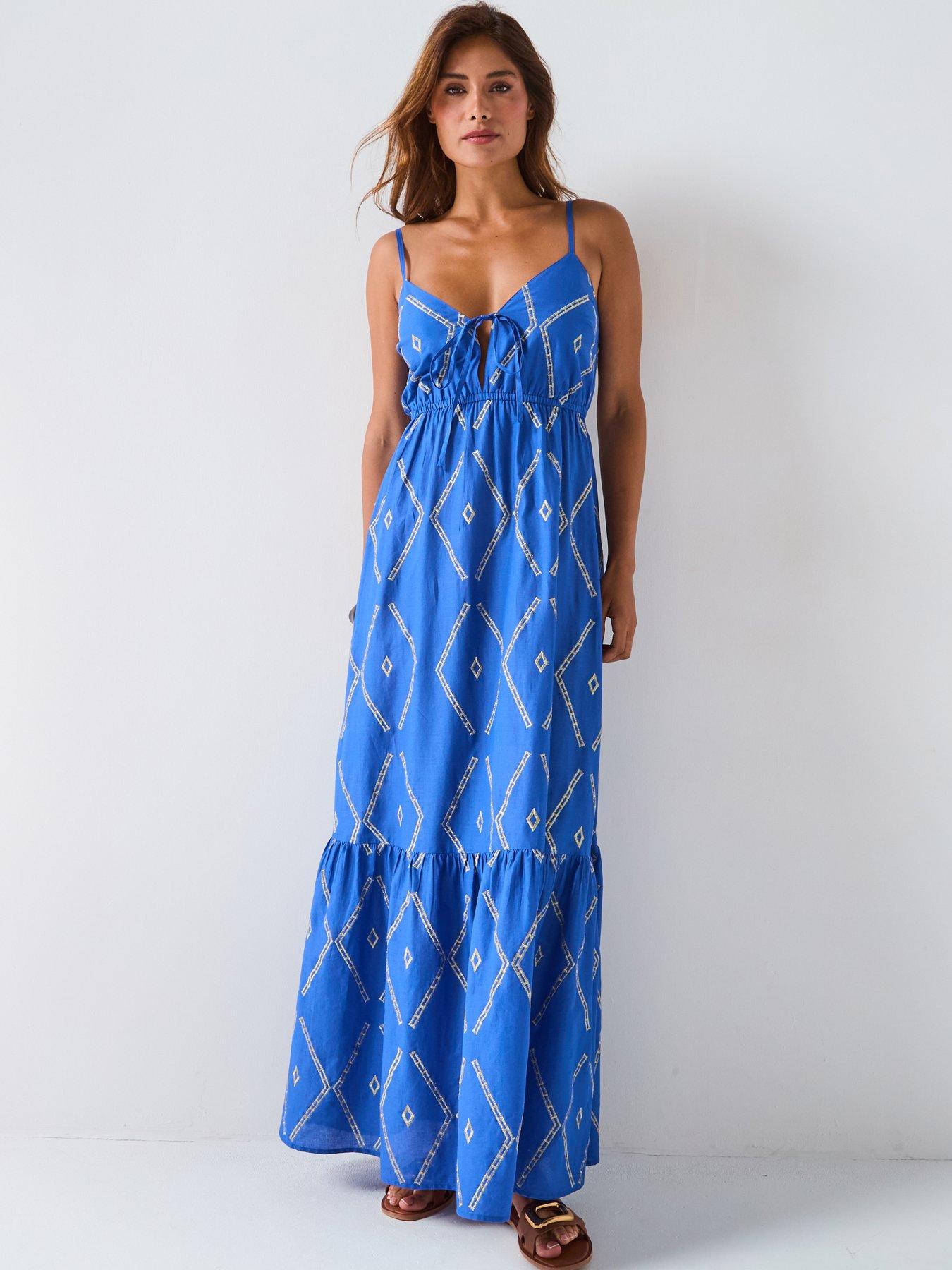 Image 6 of 6 of V by Very Metallic Beach Maxi Dress - Blue