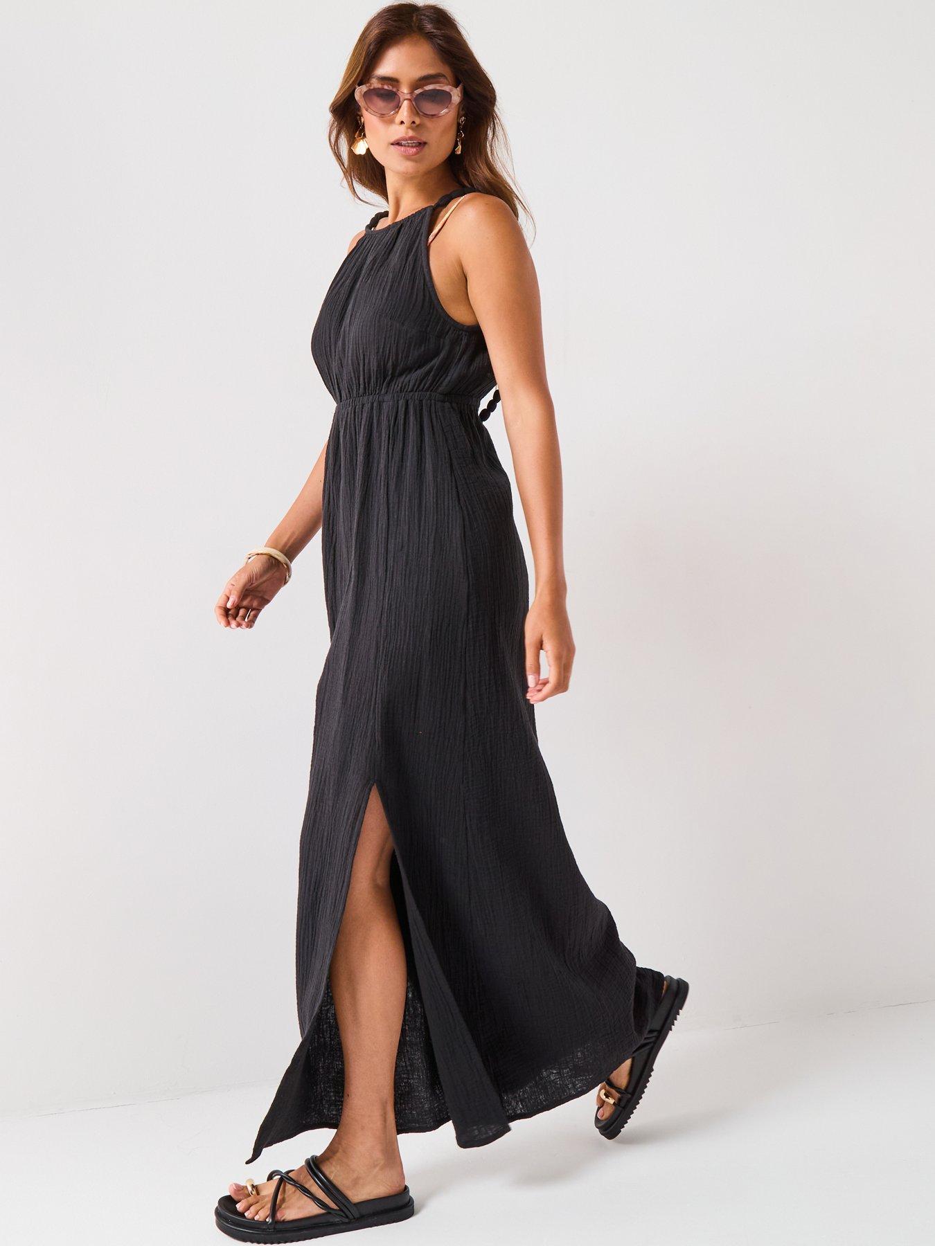 Image 3 of 6 of V by Very Bubble Strap Maxi Dress - Black