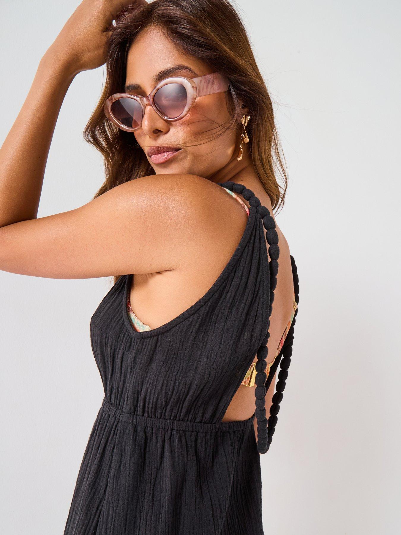 Image 4 of 6 of V by Very Bubble Strap Maxi Dress - Black