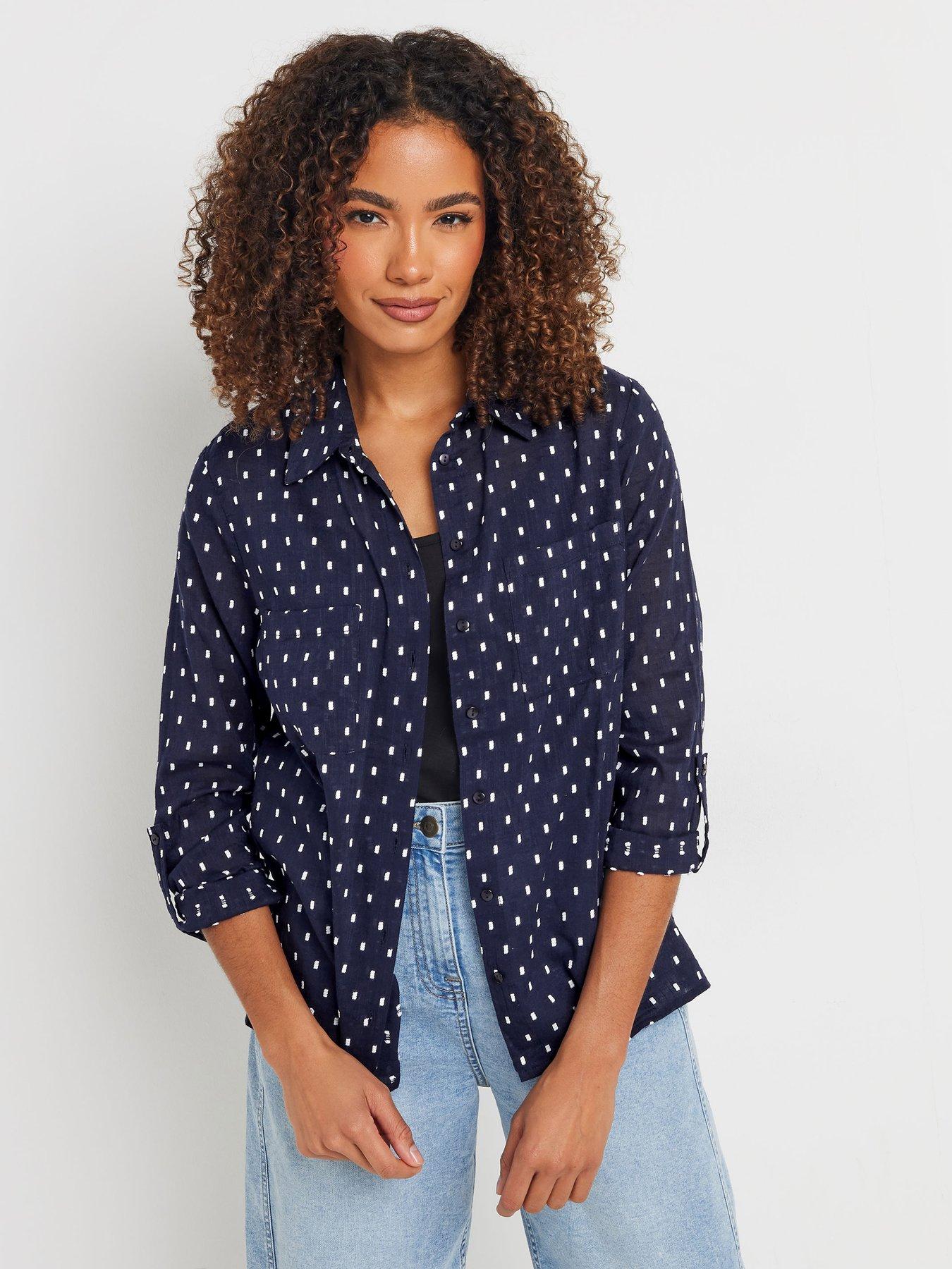 undefined Long Sleeve Dobby Shirt - Blue