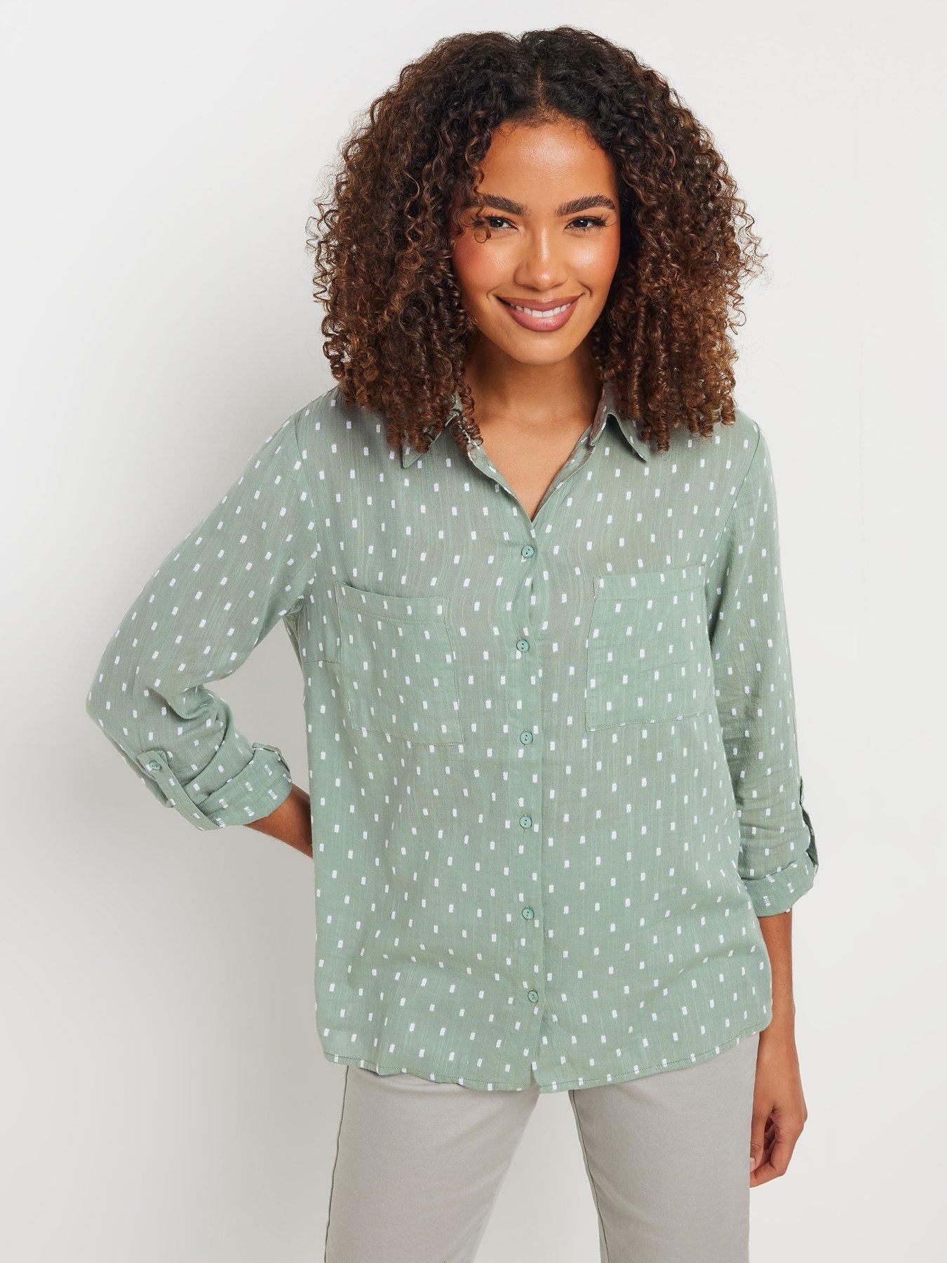 undefined Long Sleeve Dobby Shirt - Green