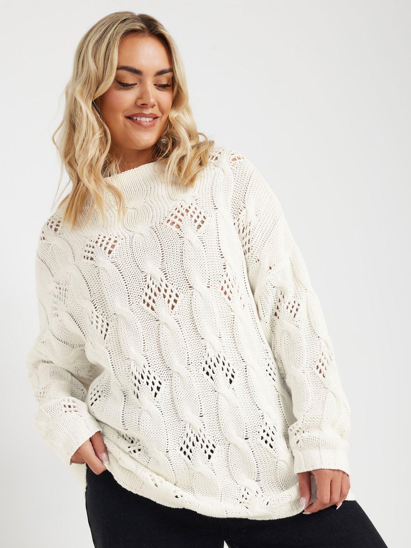 undefined Curve Cable Pointelle Jumper - Cream