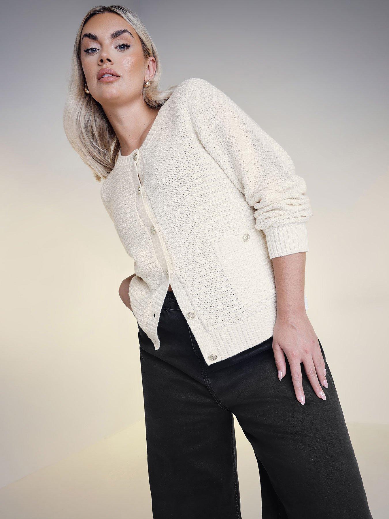 undefined Curve Button Through Cardigan - Cream