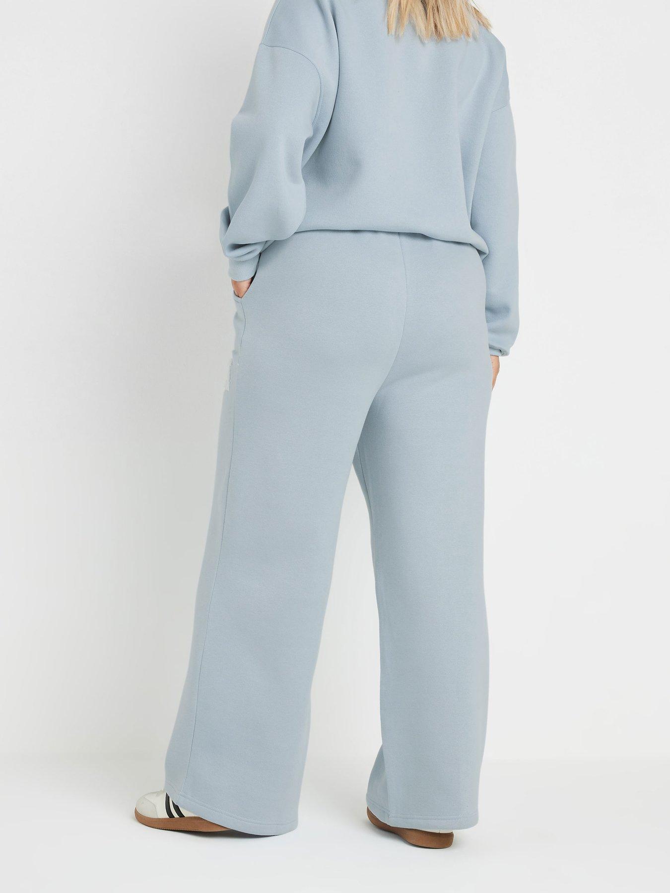 Image 2 of 4 of Yours Curve Florida Usa Wide Leg Joggers - Light Blue