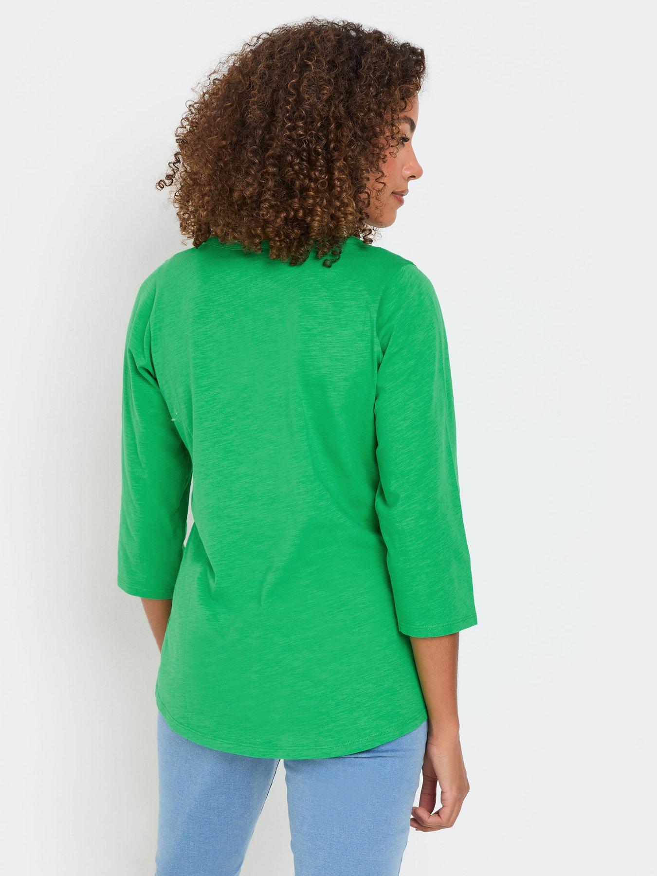 Image 2 of 4 of M&Co 3/4 Sleeve Henley Top - Green