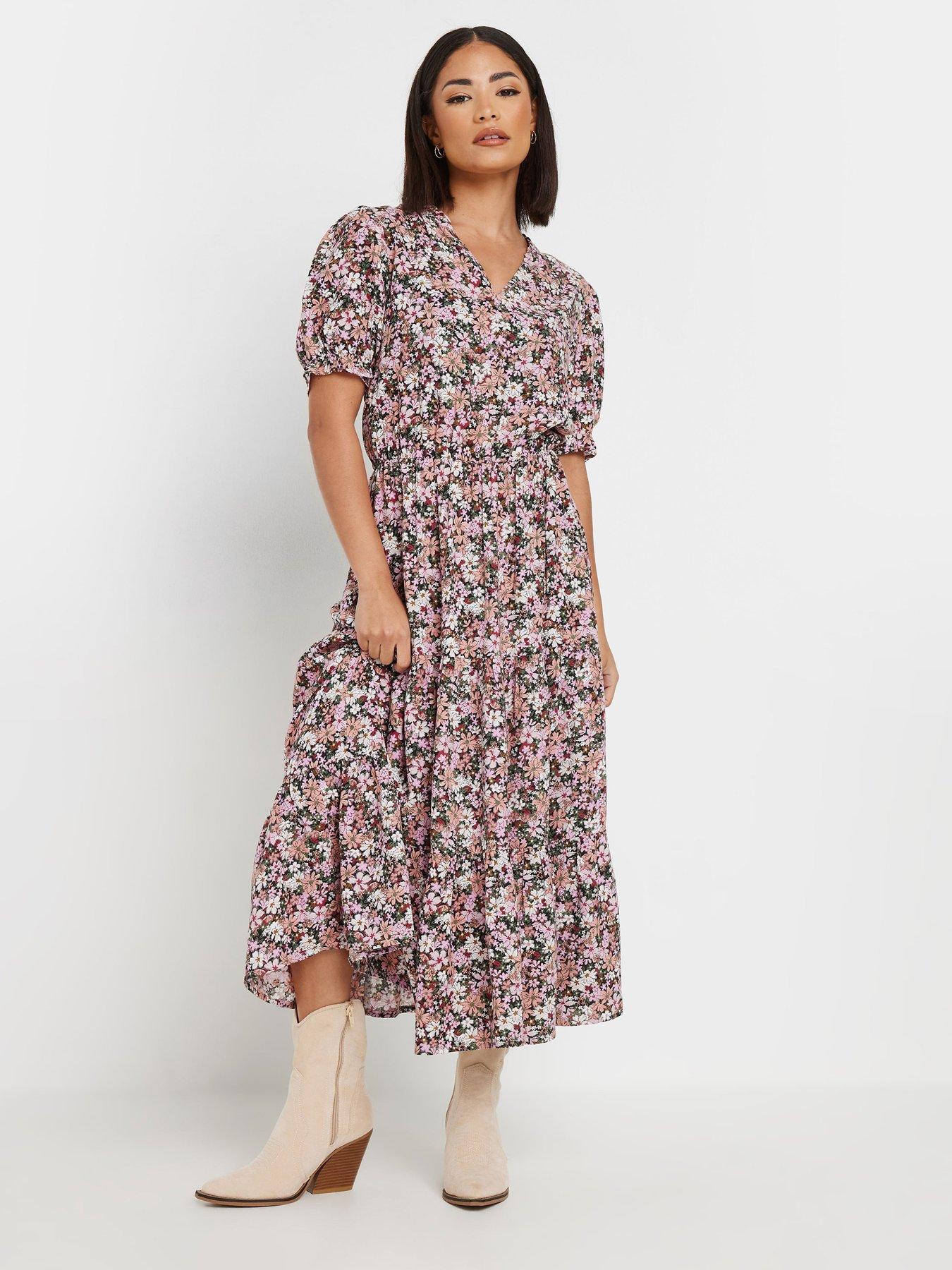 undefined Petite Floral Smock Dress - Pink