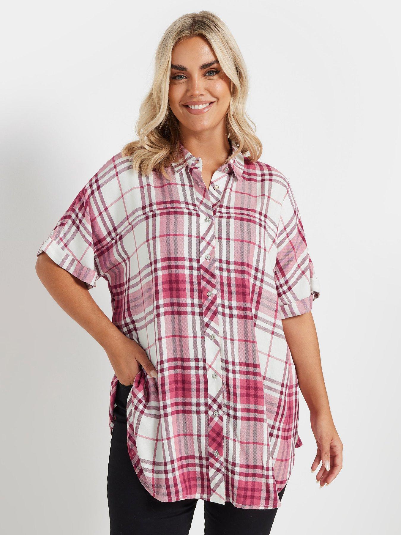 Image 1 of 5 of Yours Curve Check Shirt - Red