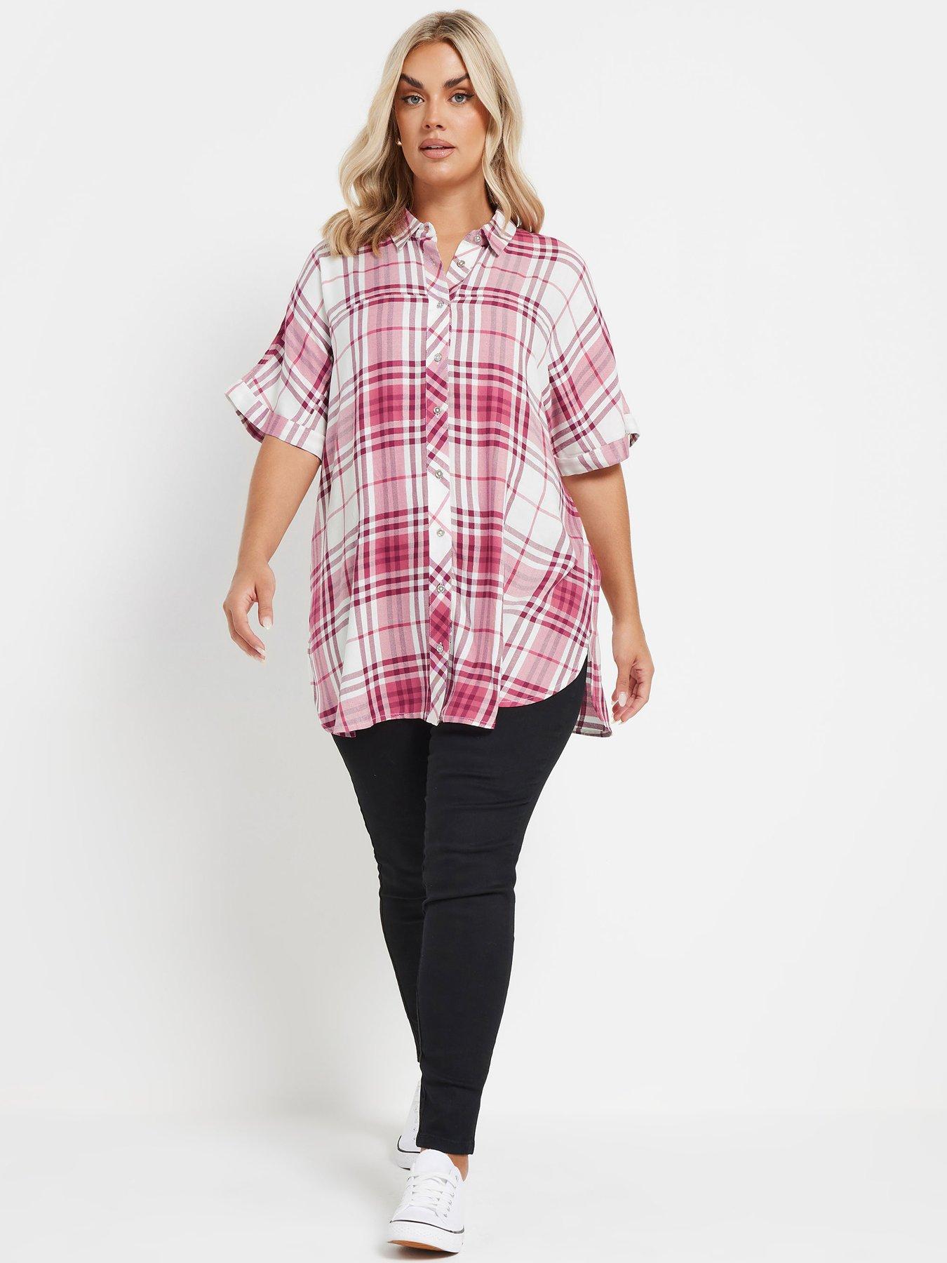 Image 3 of 5 of Yours Curve Check Shirt - Red