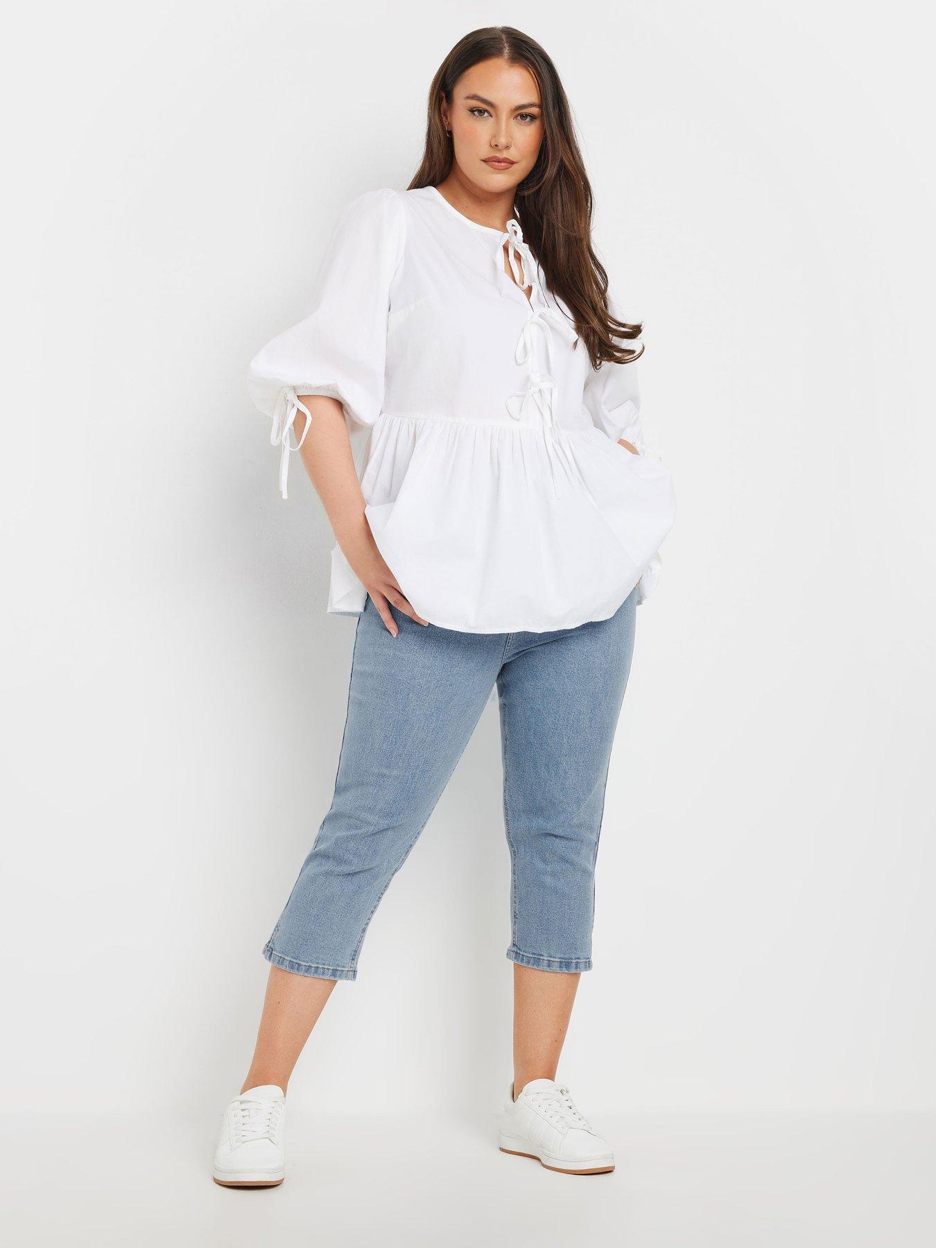 Image 3 of 4 of Yours Curve Ava Capri Trousers - Blue