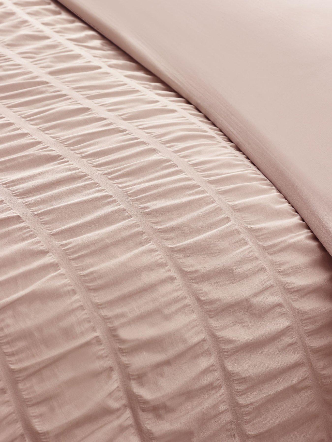 Image 5 of 5 of Catherine Lansfield Seersucker Frill Duvet Cover Set - Pink