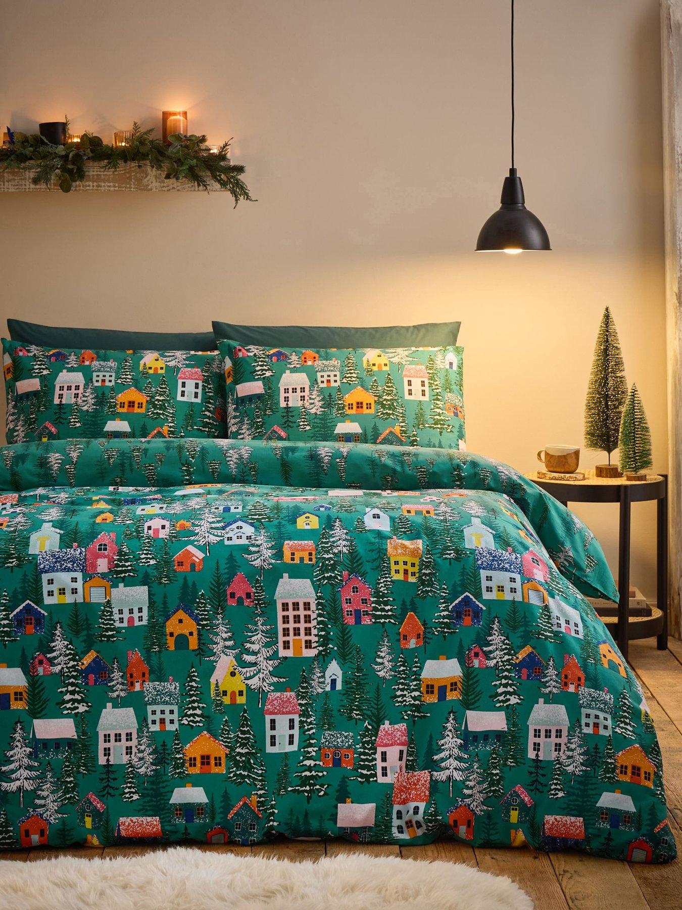 Product photograph of Catherine Lansfield Christmas Festive Forest Duvet Cover Set from very.co.uk