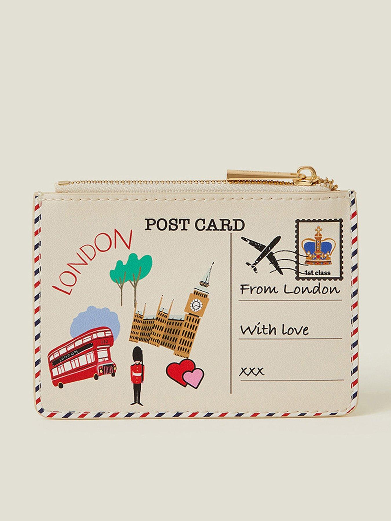 Image 1 of 3 of Accessorize London Postcard Cardholder - Cream