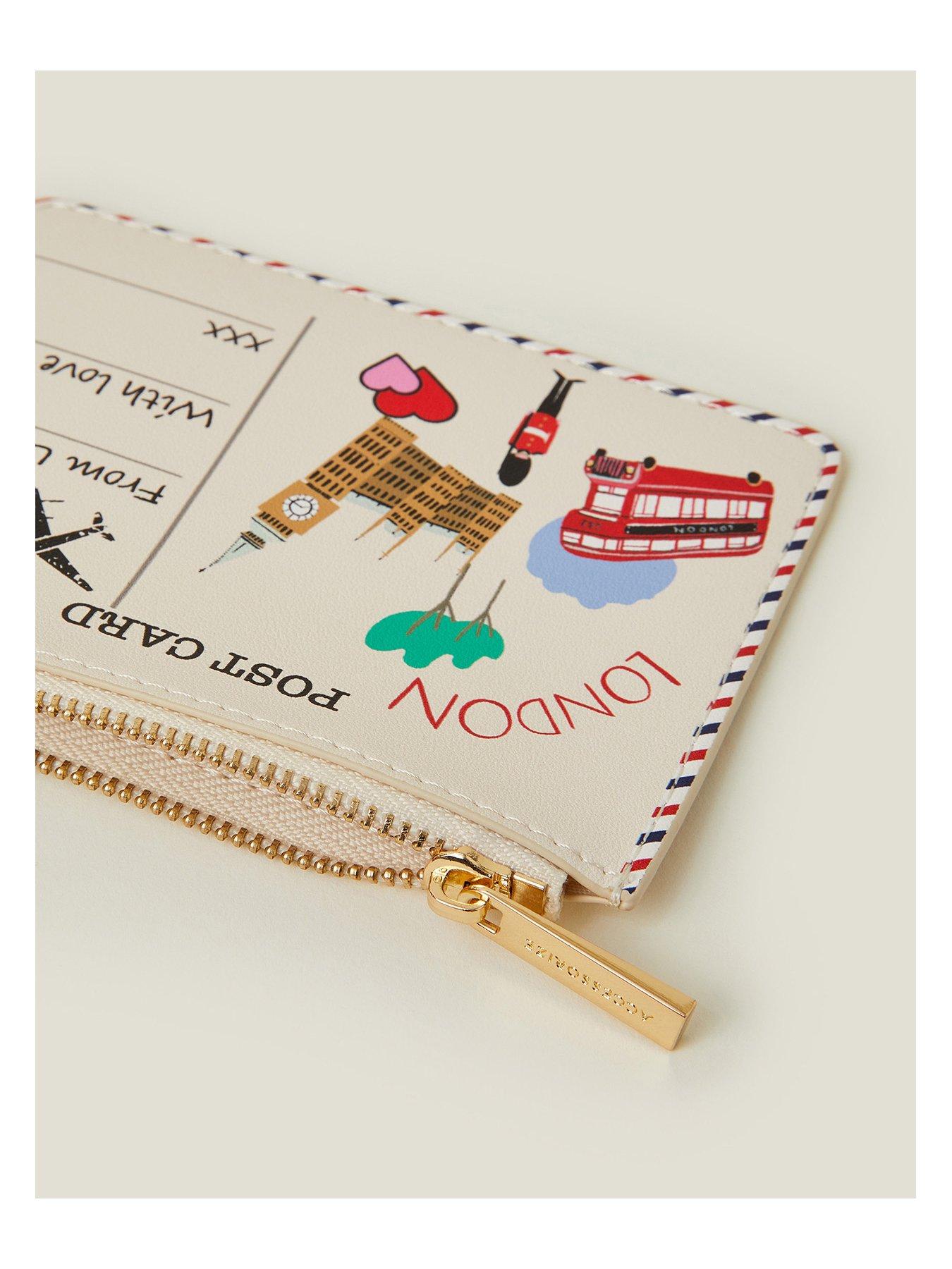 Image 3 of 3 of Accessorize London Postcard Cardholder - Cream