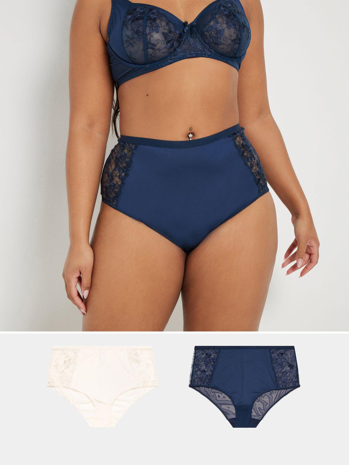 undefined Curve 2 Pack High Waisted Full Brief - Blue