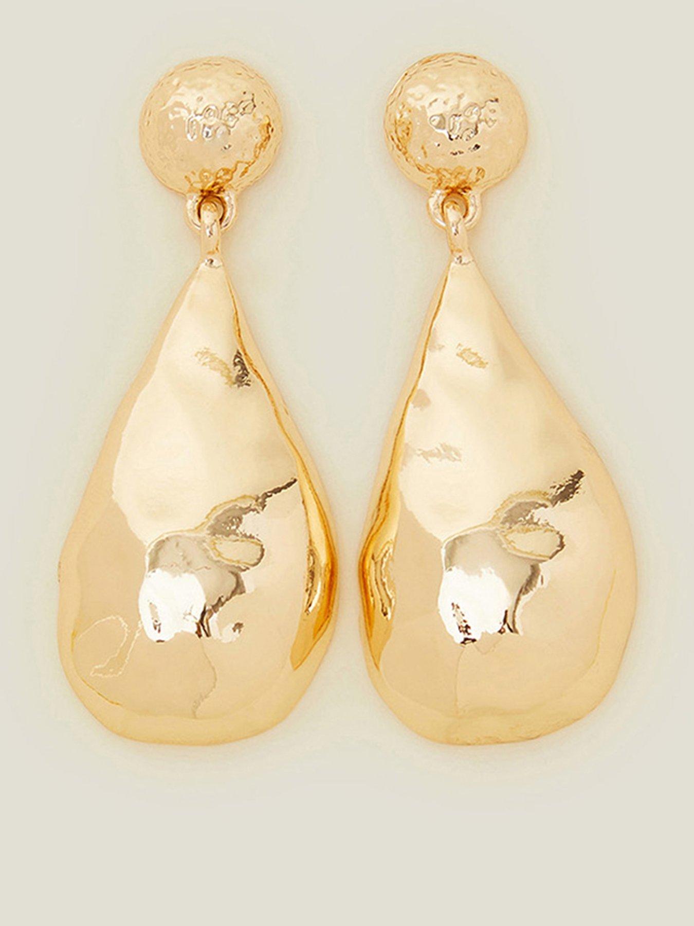 Product photograph of Accessorize Large Hammered Teardrop Earrings from very.co.uk