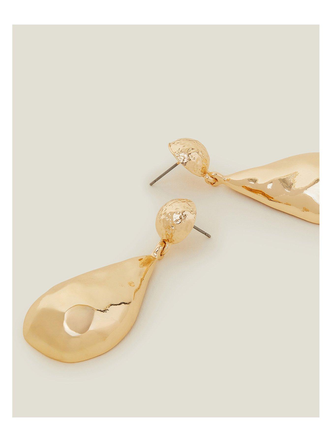 Image 3 of 3 of Accessorize Large Hammered Teardrop Earrings