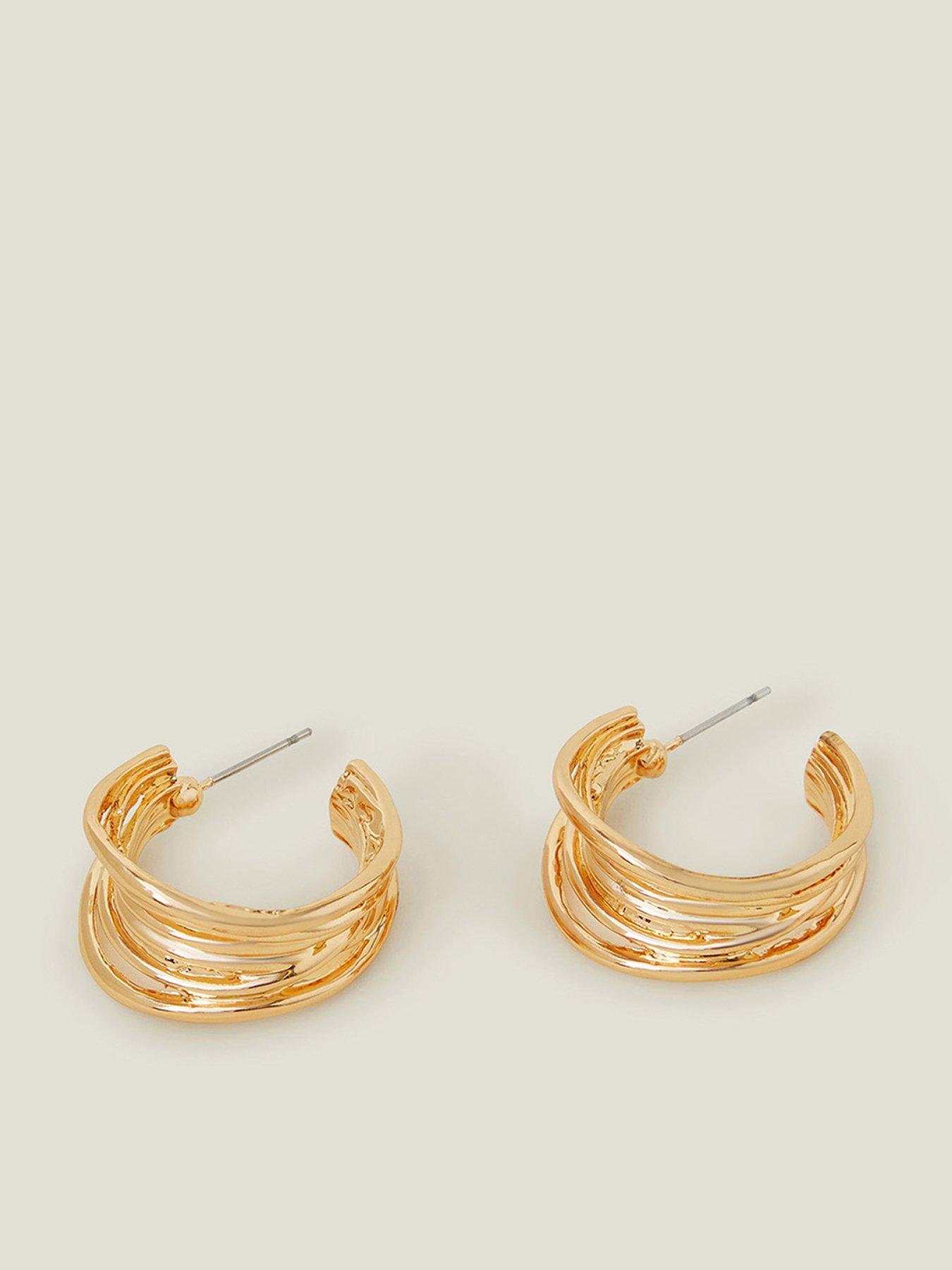 Image 1 of 3 of Accessorize Wavy Chunky Hoop Earrings