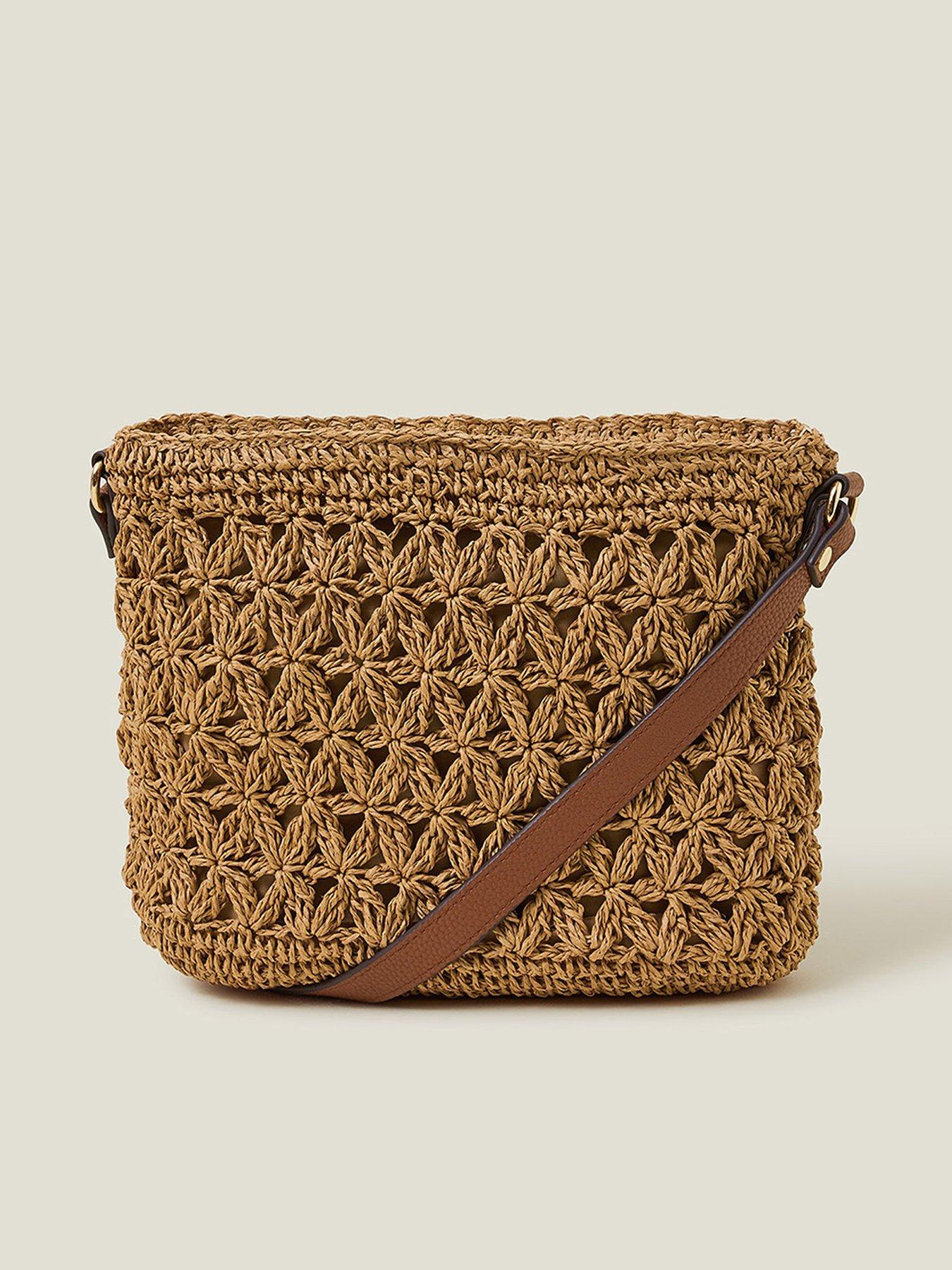 undefined Classic Raffia Cross Body Bag - Natural
