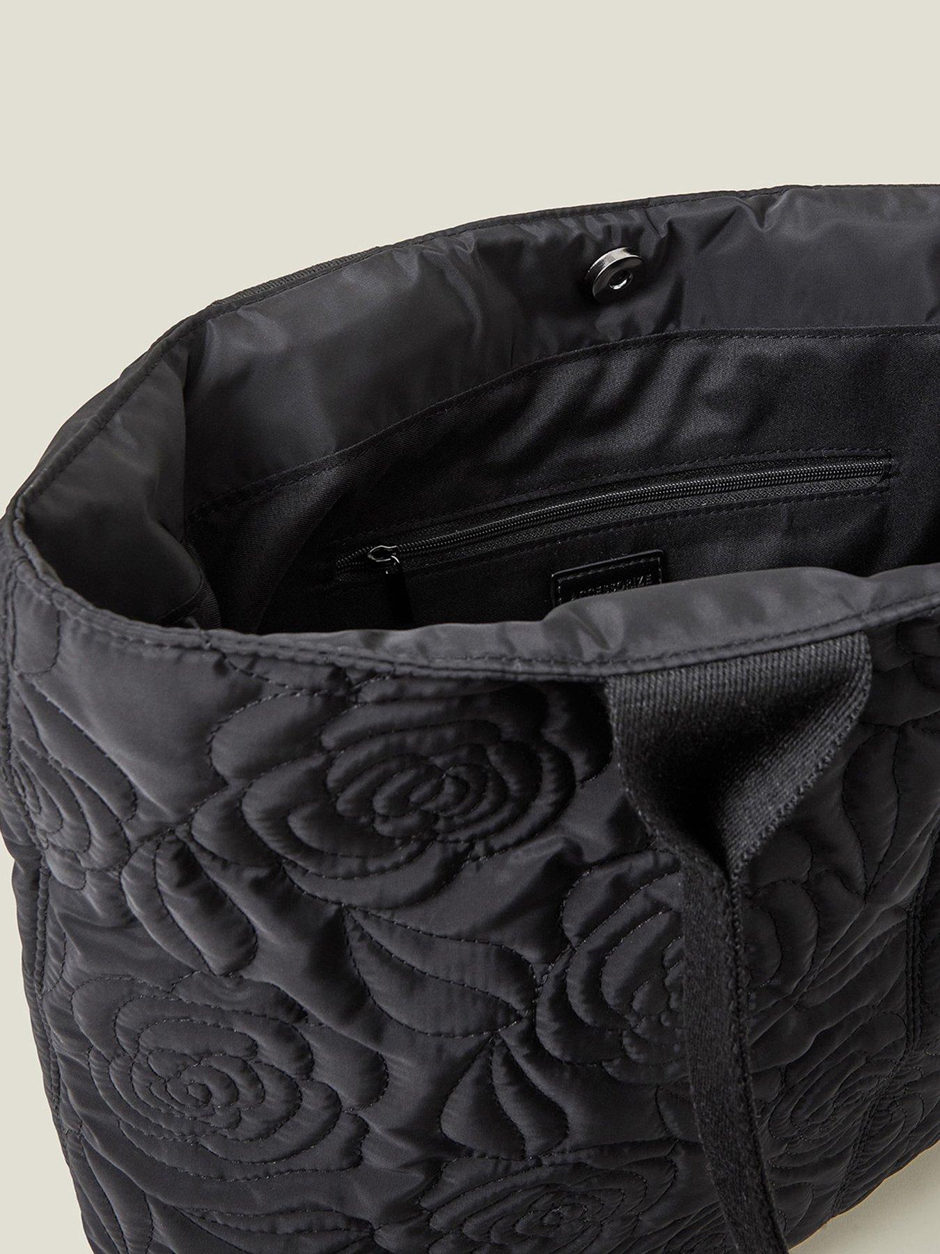 Image 4 of 4 of Accessorize Nylon Quilted Tote Bag - Black