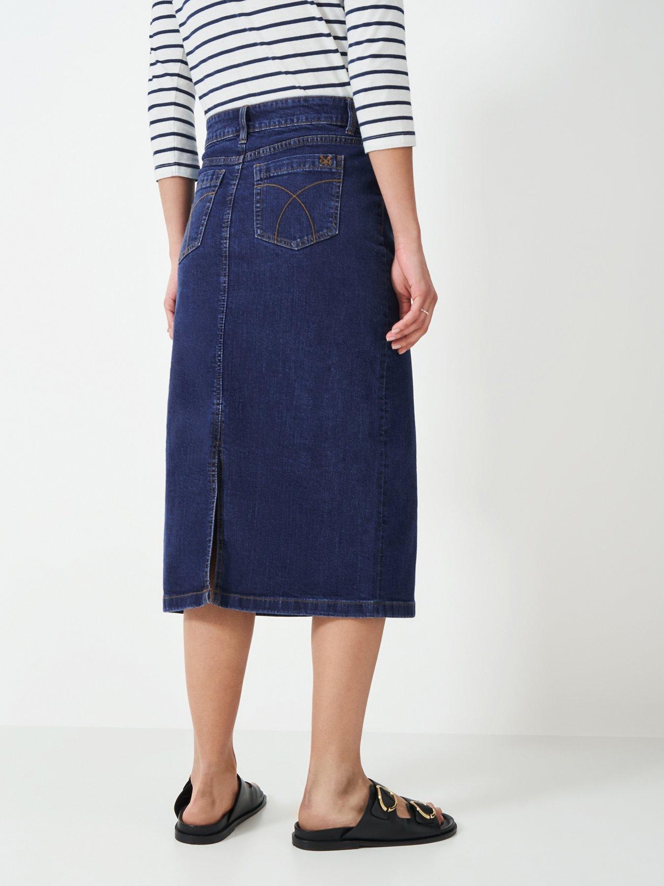 Image 2 of 5 of Crew Clothing Mia Midi Denim Skirt - Blue