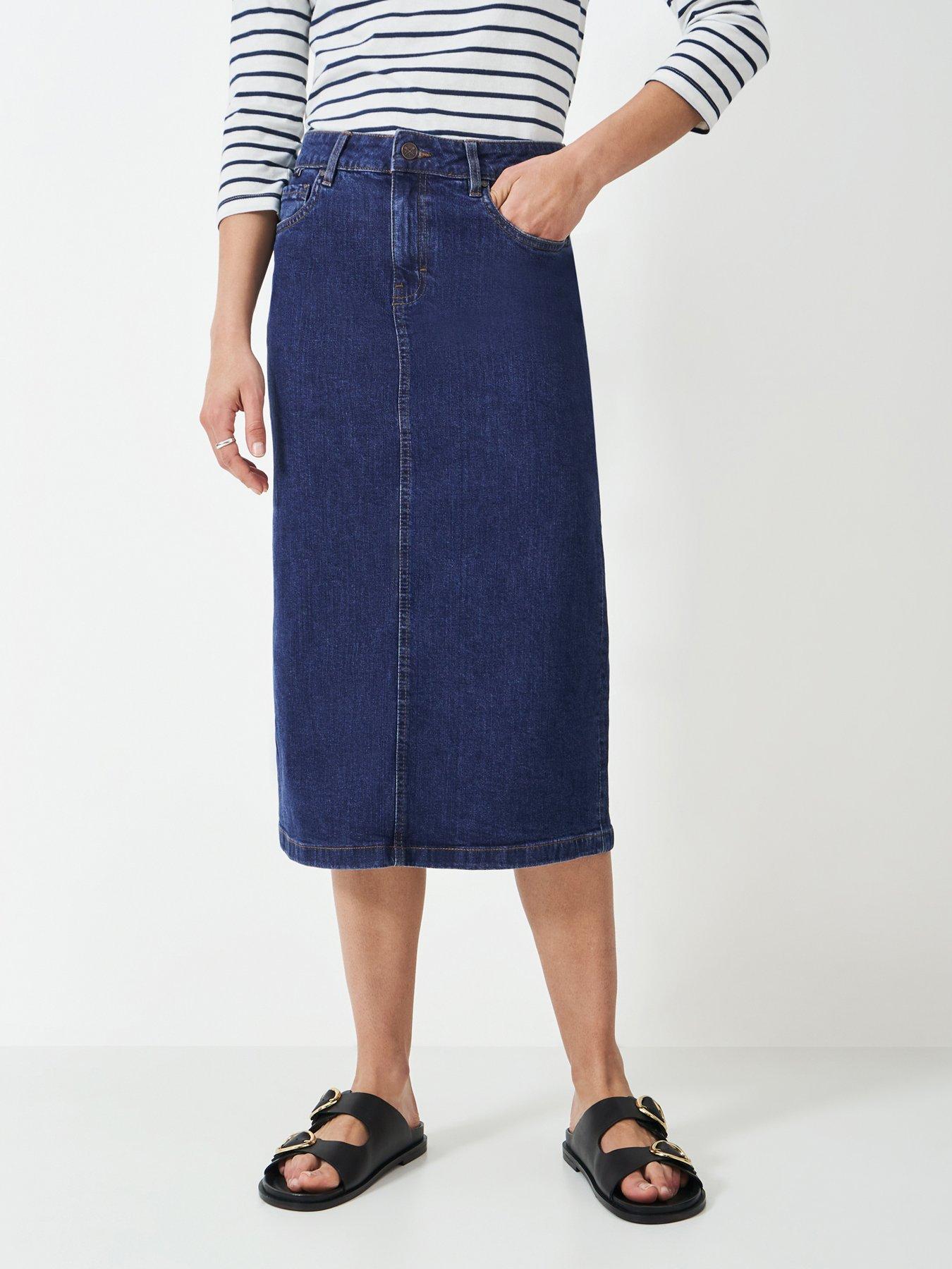 Image 3 of 5 of Crew Clothing Mia Midi Denim Skirt - Blue