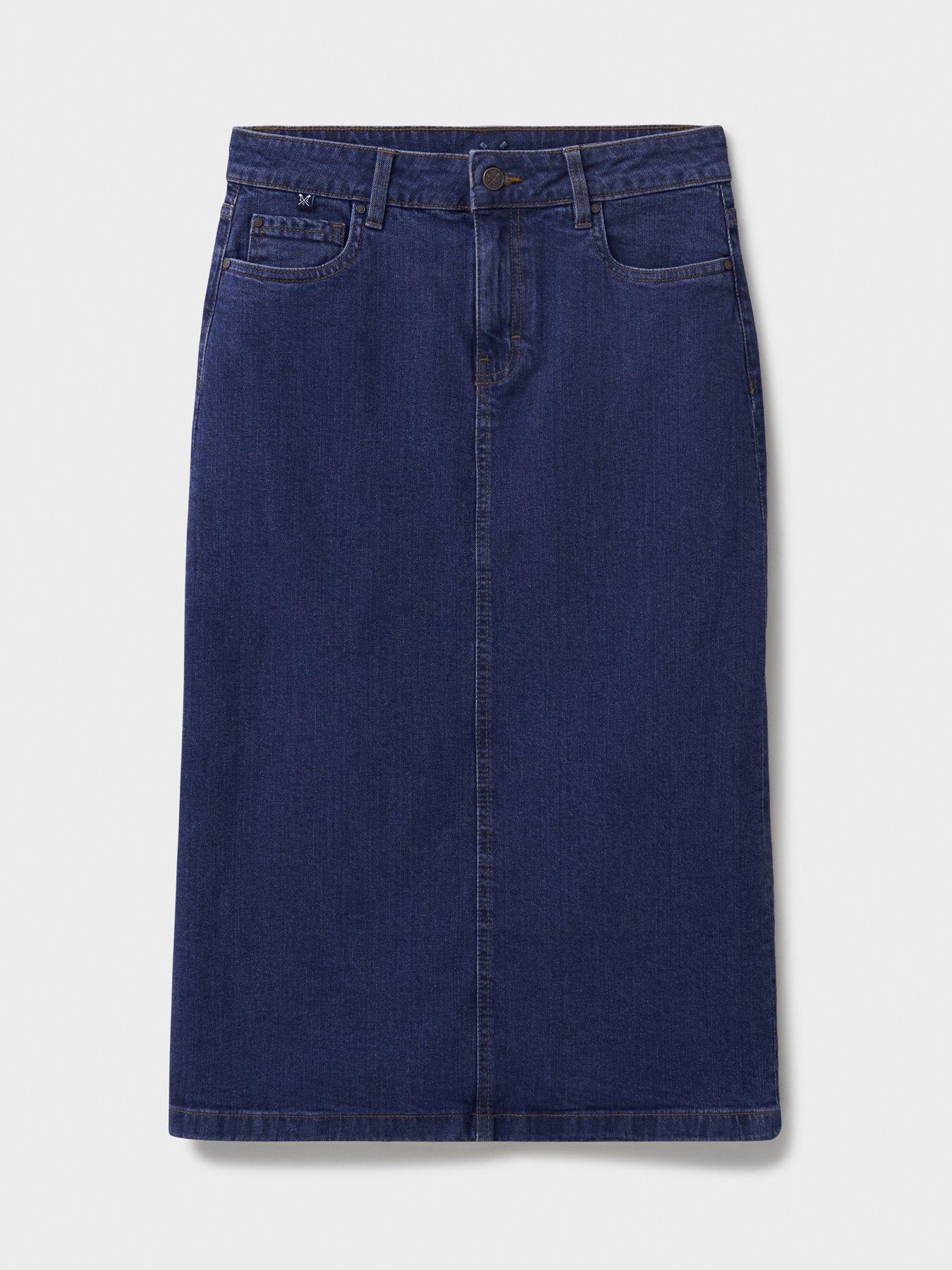 Image 5 of 5 of Crew Clothing Mia Midi Denim Skirt - Blue