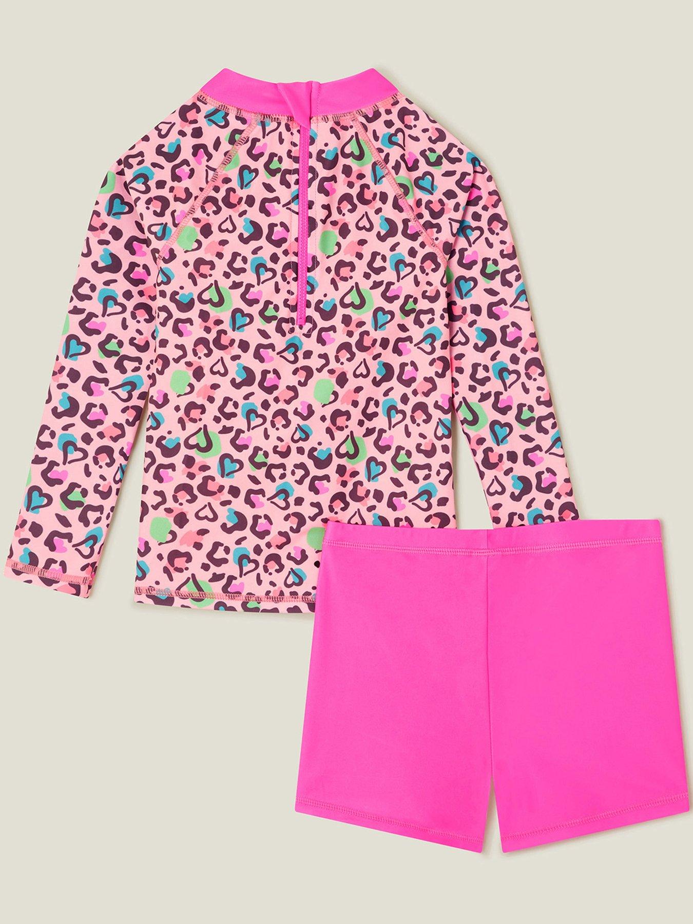 Image 2 of 4 of Accessorize Girls Leopard Print Rash Vest Set - Multi
