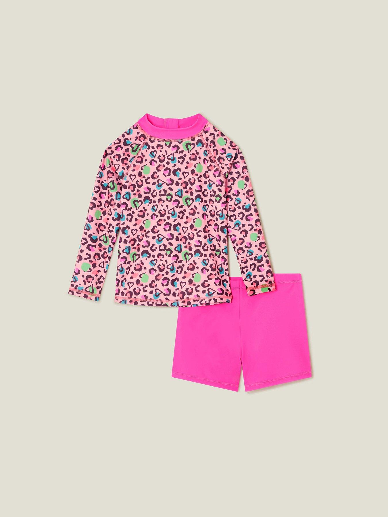 Image 3 of 4 of Accessorize Girls Leopard Print Rash Vest Set - Multi