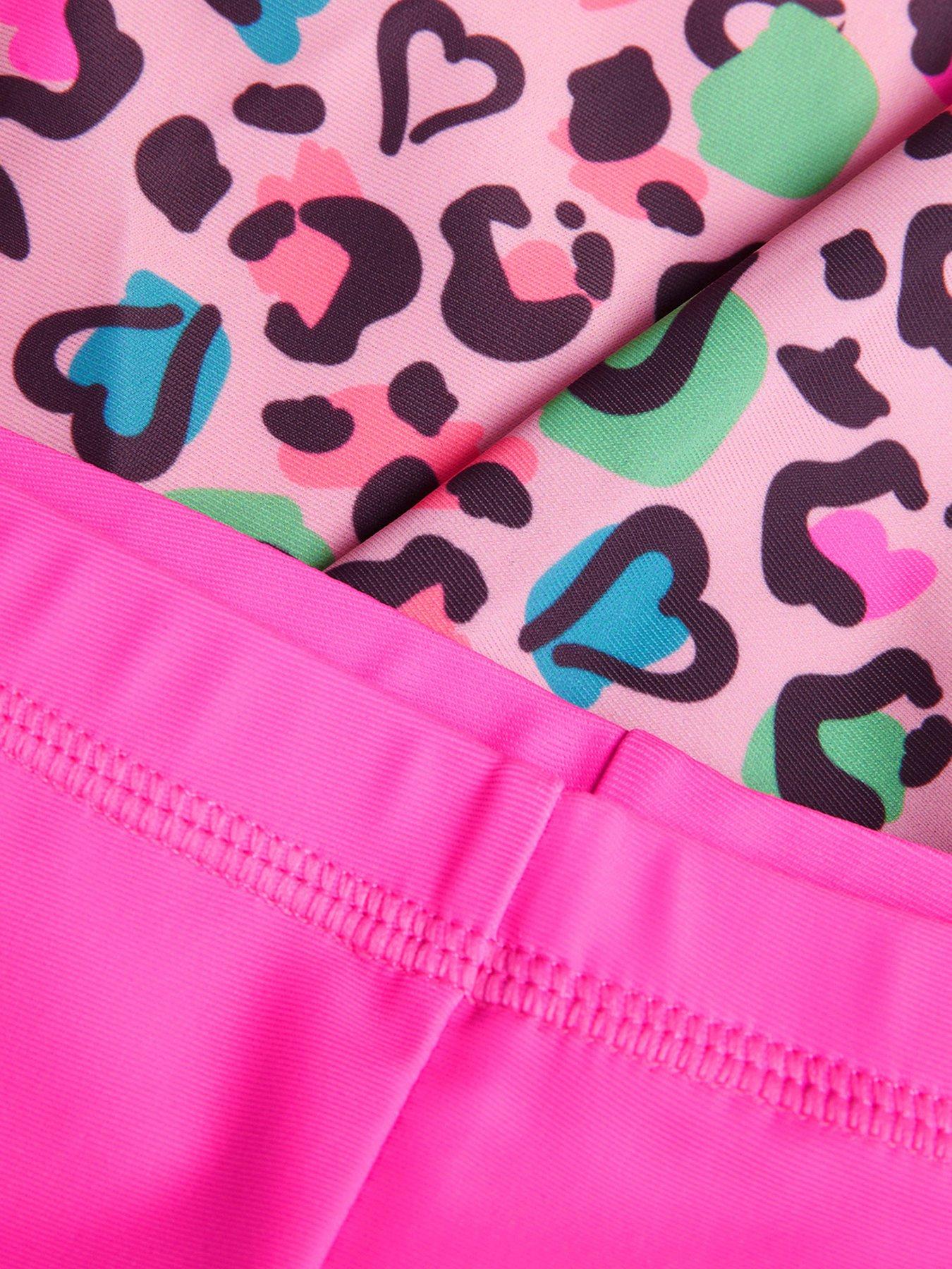 Image 4 of 4 of Accessorize Girls Leopard Print Rash Vest Set - Multi