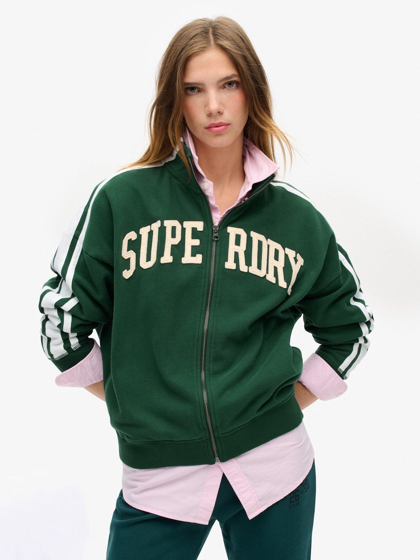Superdry Athletic Zip Up Sweat, Green, Size 16, Women