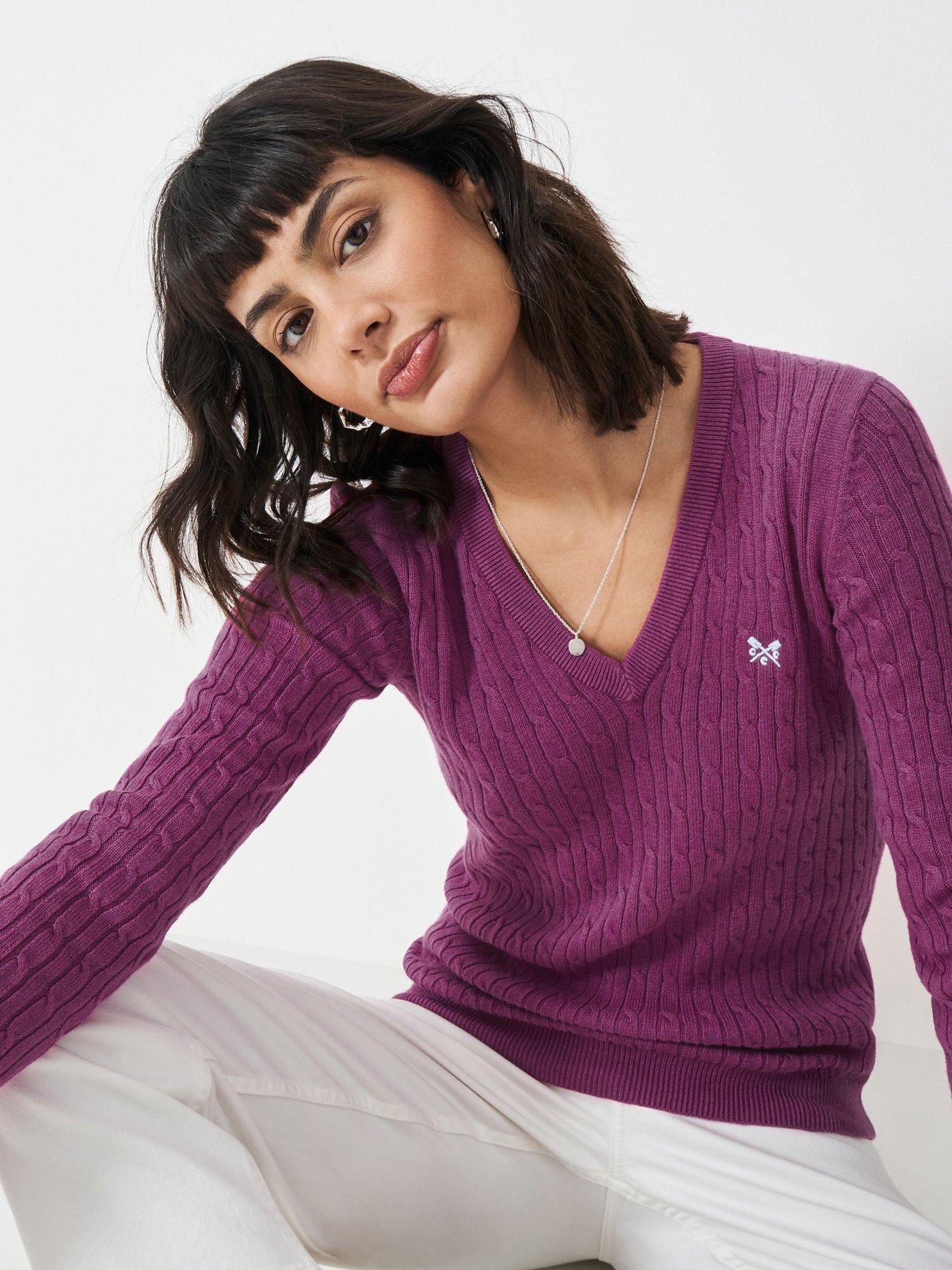 undefined Heritage Cable V Neck Jumper - Red
