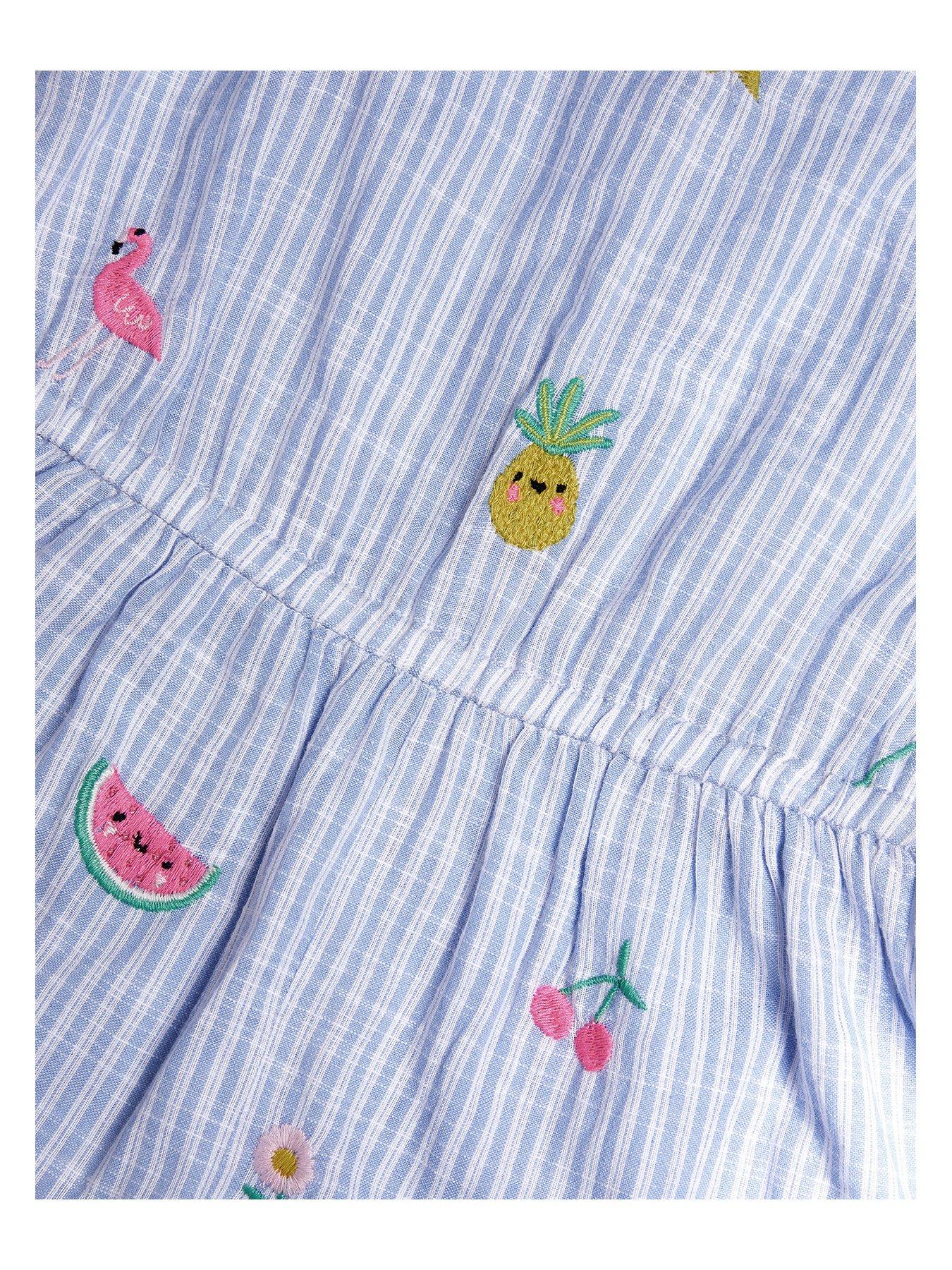 Image 3 of 3 of Accessorize Girls Embroidered Stripe Playsuit - Blue