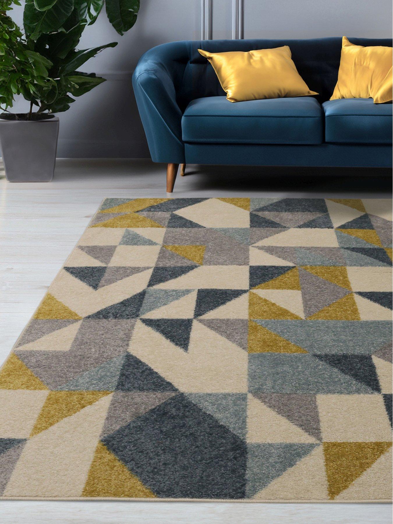Image 1 of 4 of The Very Collection Juno Multi Geo Gold and Blue Rug