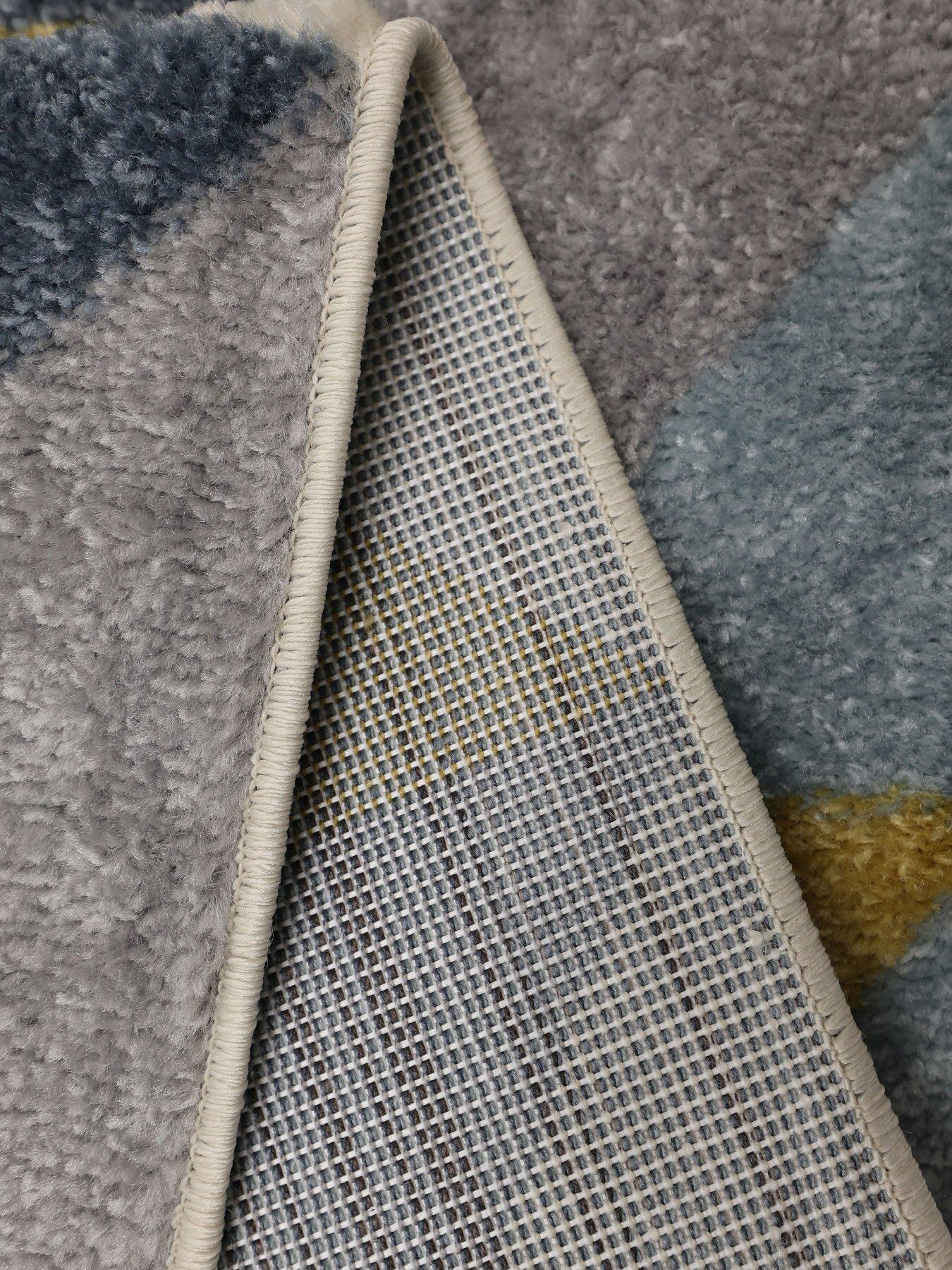 Image 4 of 4 of The Very Collection Juno Multi Geo Gold and Blue Rug