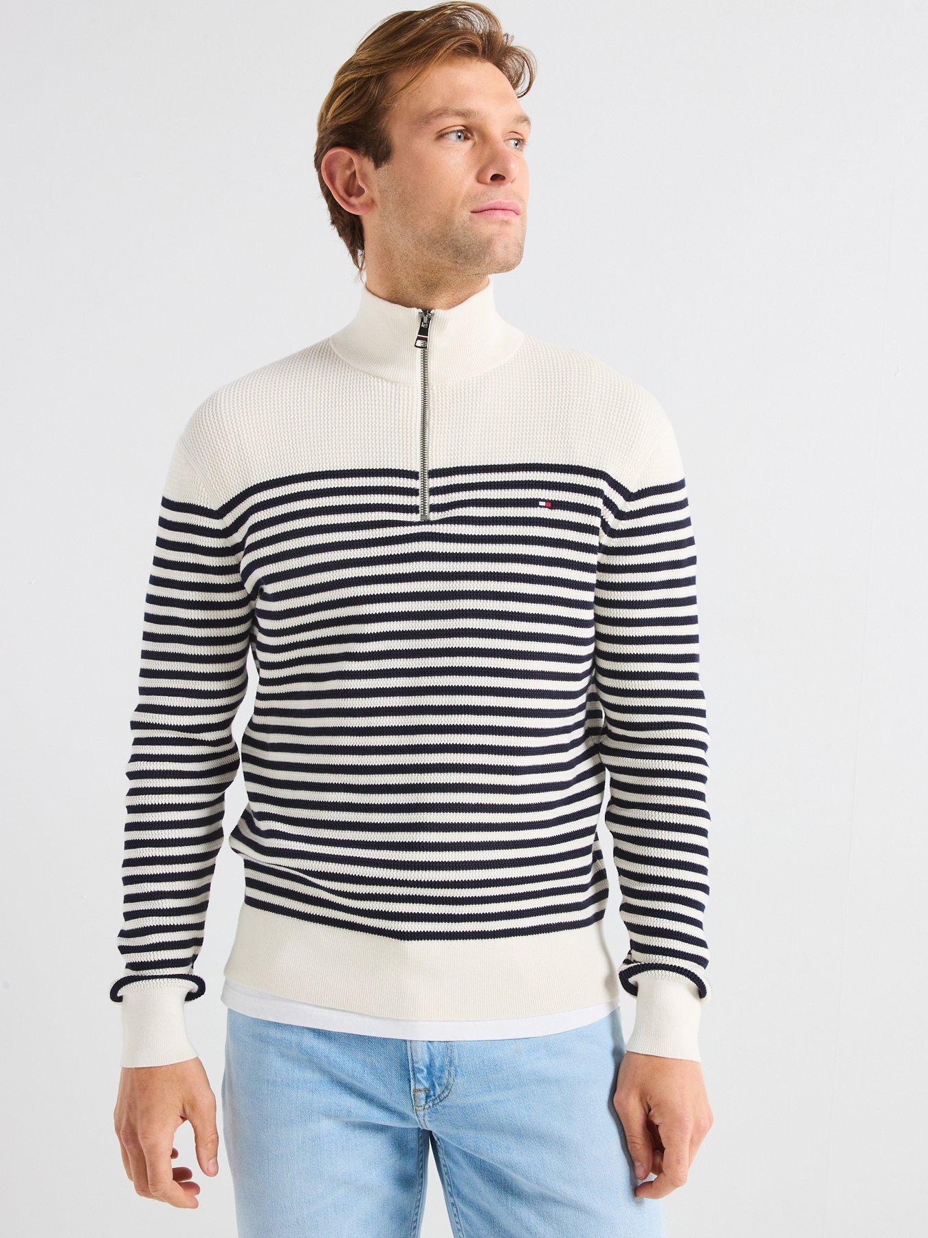 undefined Racking Structure Zip Mock Knitted Jumper - Cream