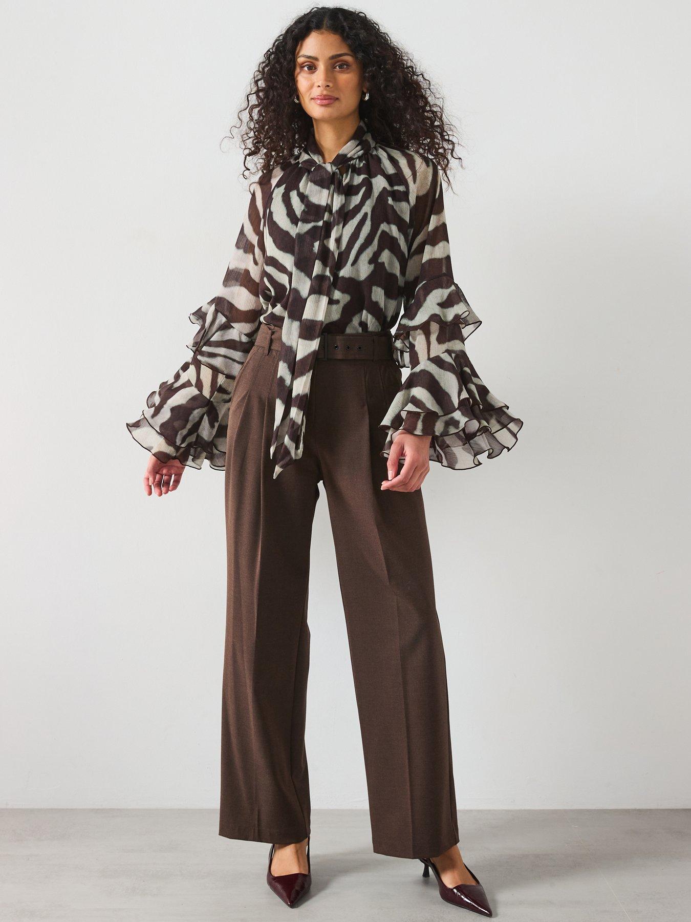 Image 3 of 6 of Mango Frill Blouse - Zebra print