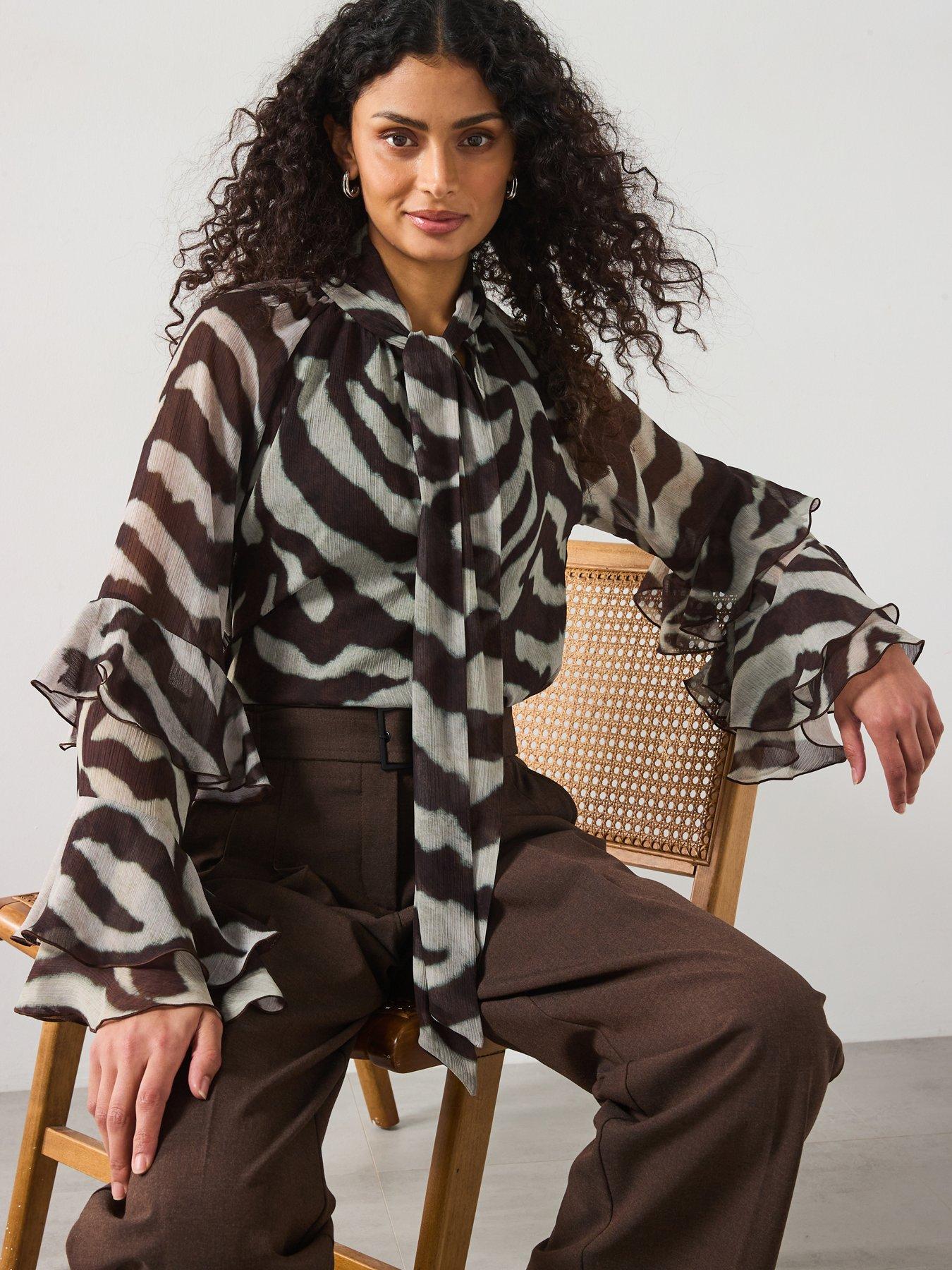 Image 5 of 6 of Mango Frill Blouse - Zebra print