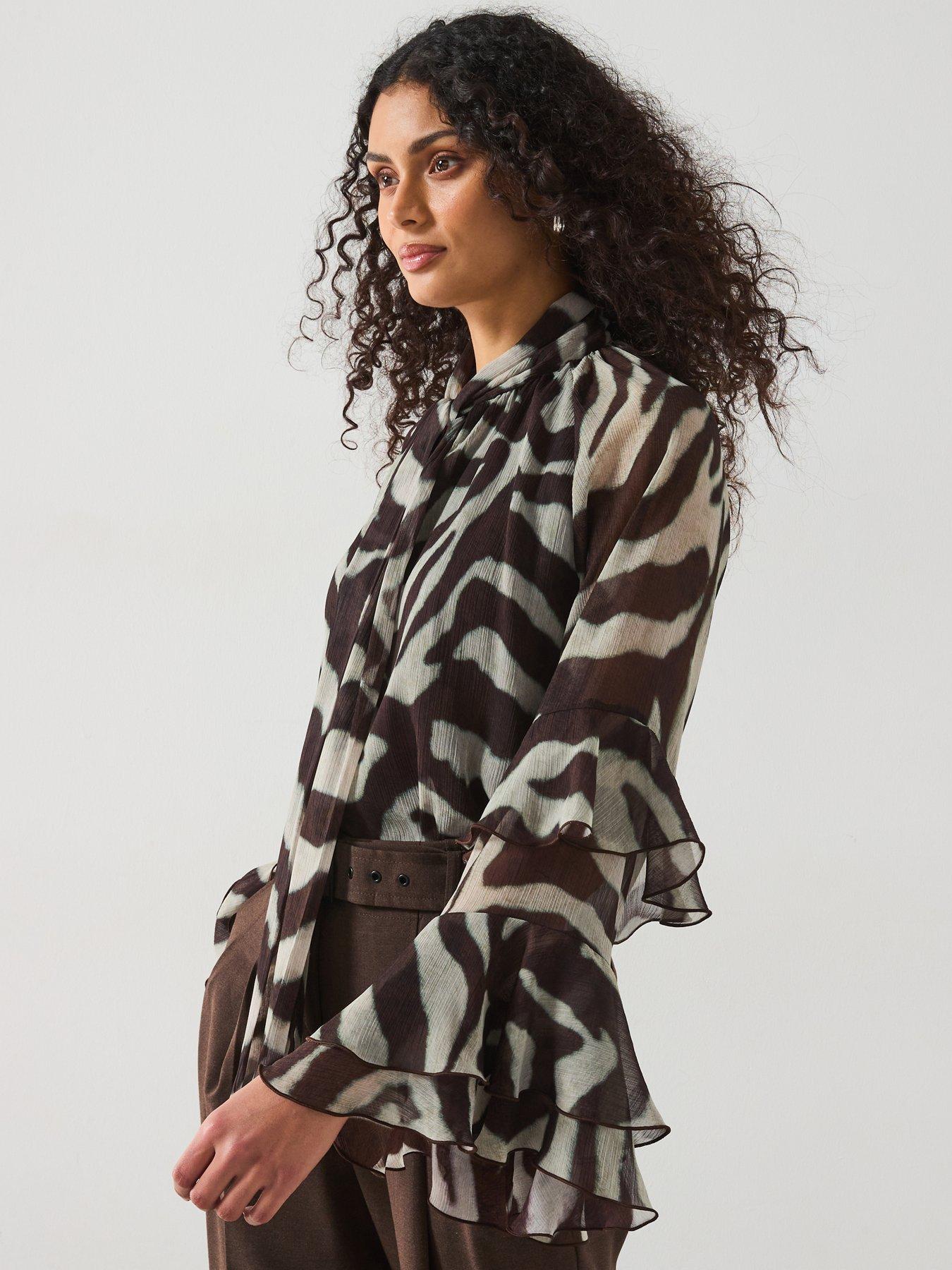 Image 6 of 6 of Mango Frill Blouse - Zebra print