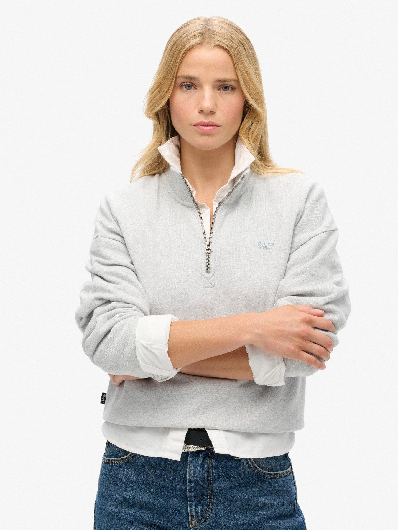 undefined Essential Half Zip Hoodie  - Grey