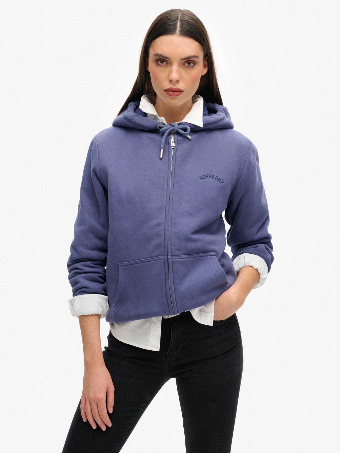 undefined Borg Lined Zip Hoodie - Navy