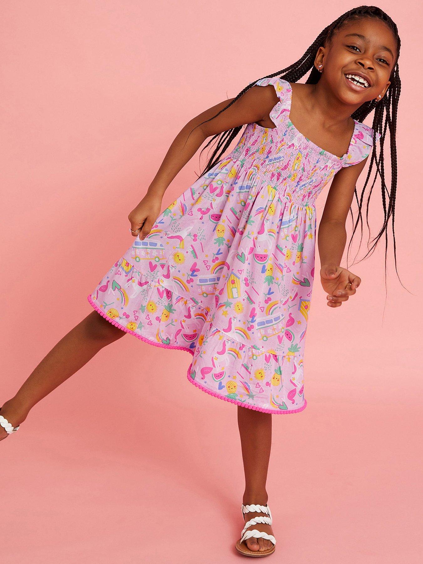 undefined Girls Sunbeam Print Dress - Pink