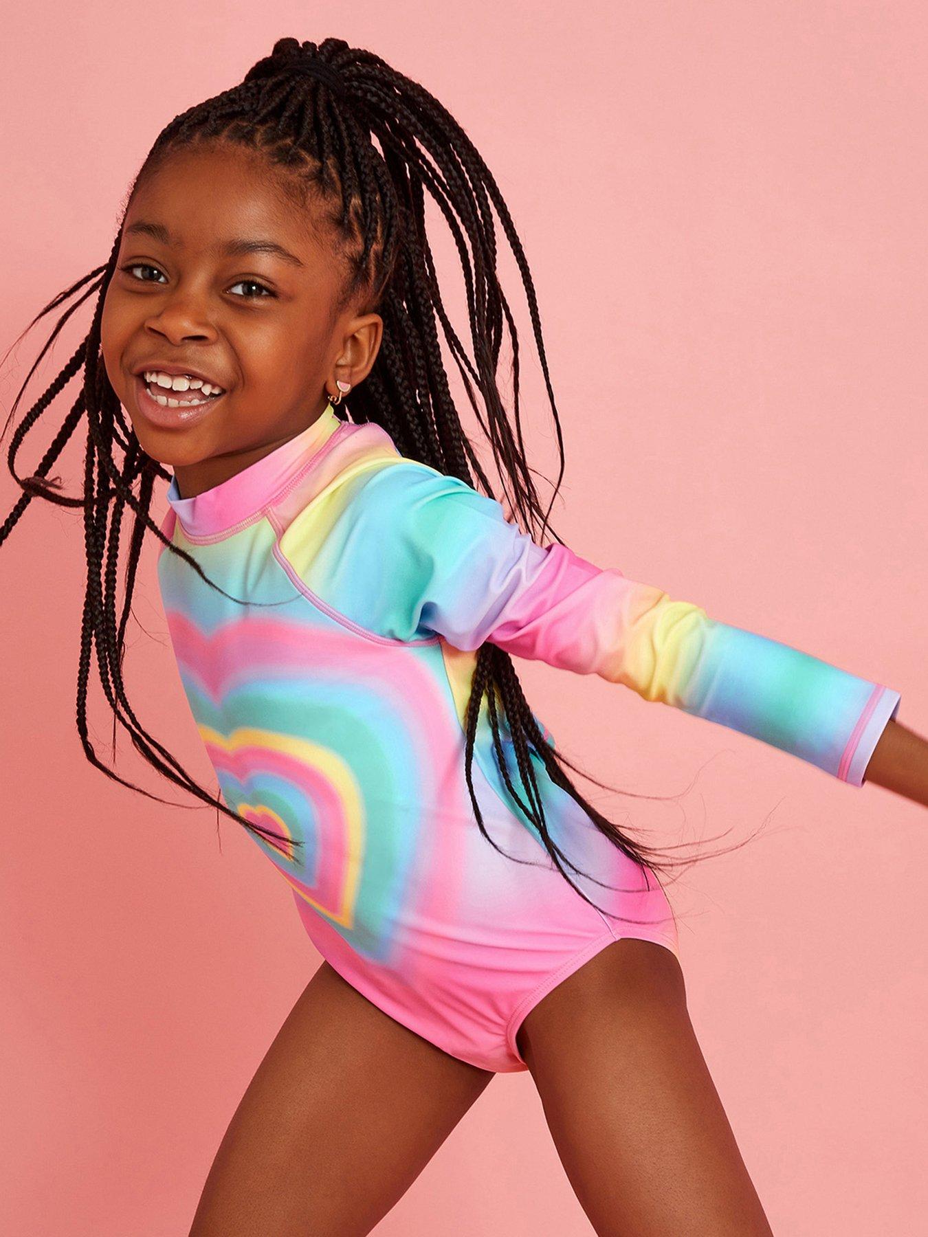 undefined Girls Heart Long Sleeve Swimsuit - Multi