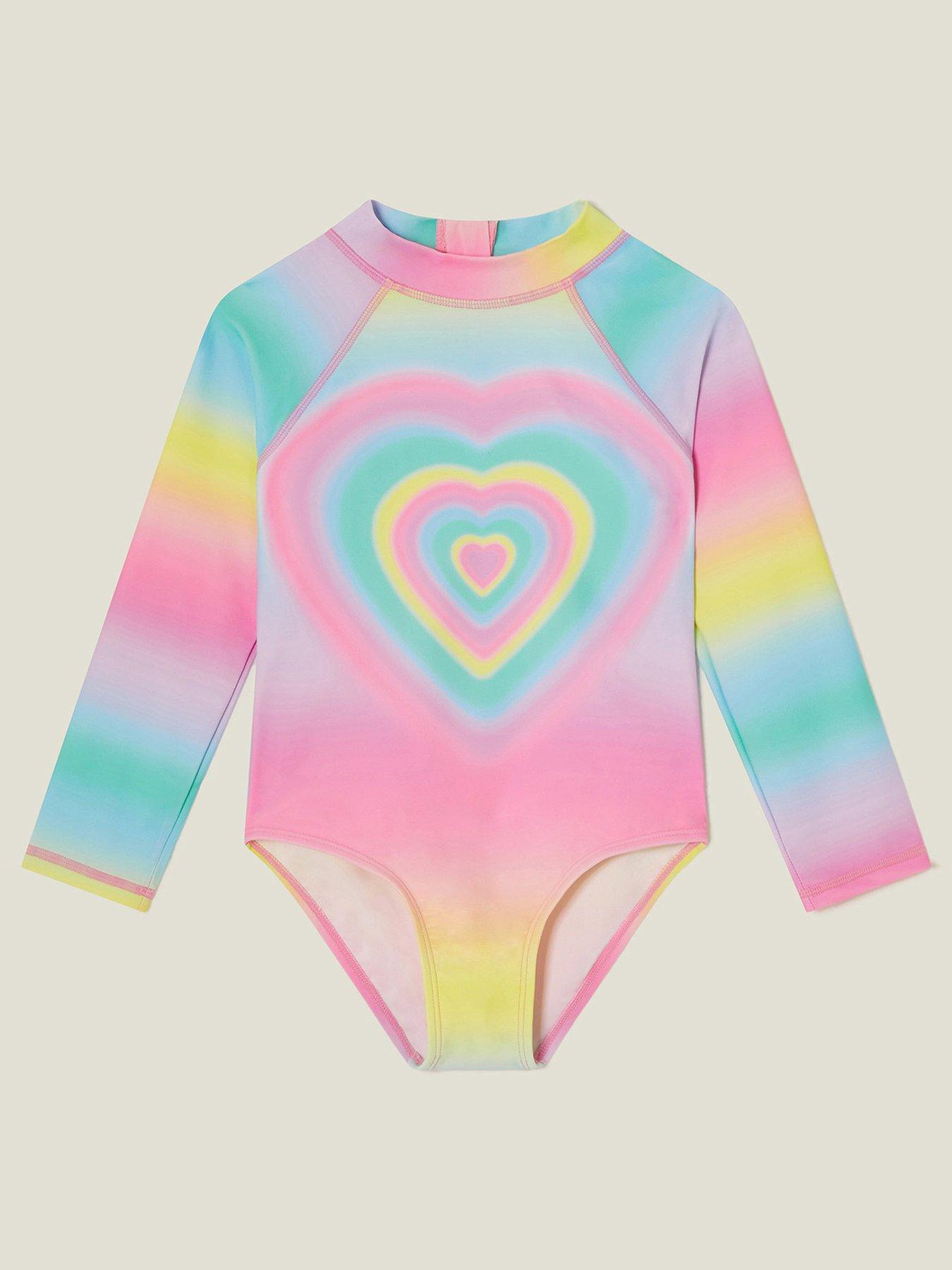 undefined Girls Heart Long Sleeve Swimsuit - Multi