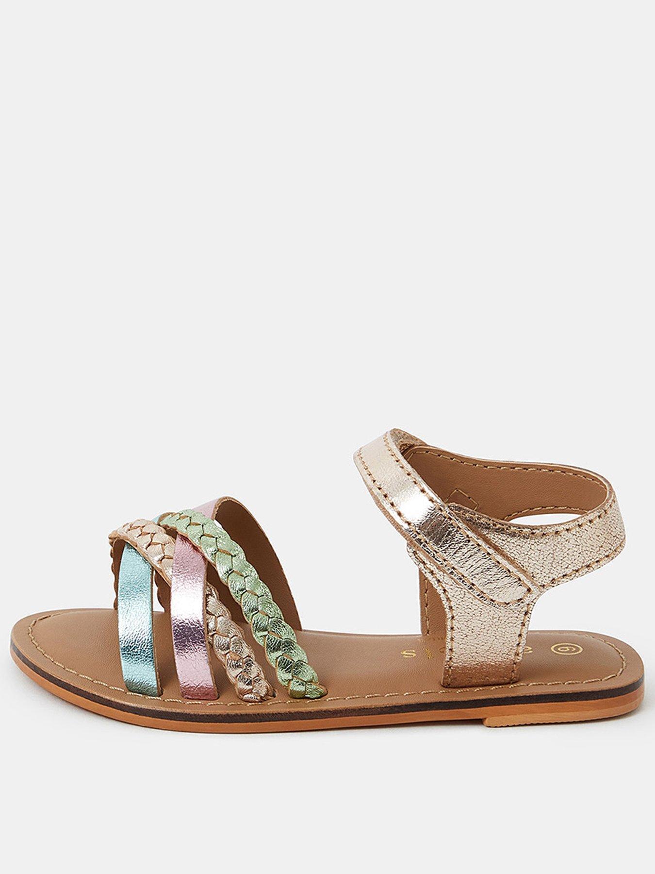 undefined Girls Strappy Leather Sandals - Multi