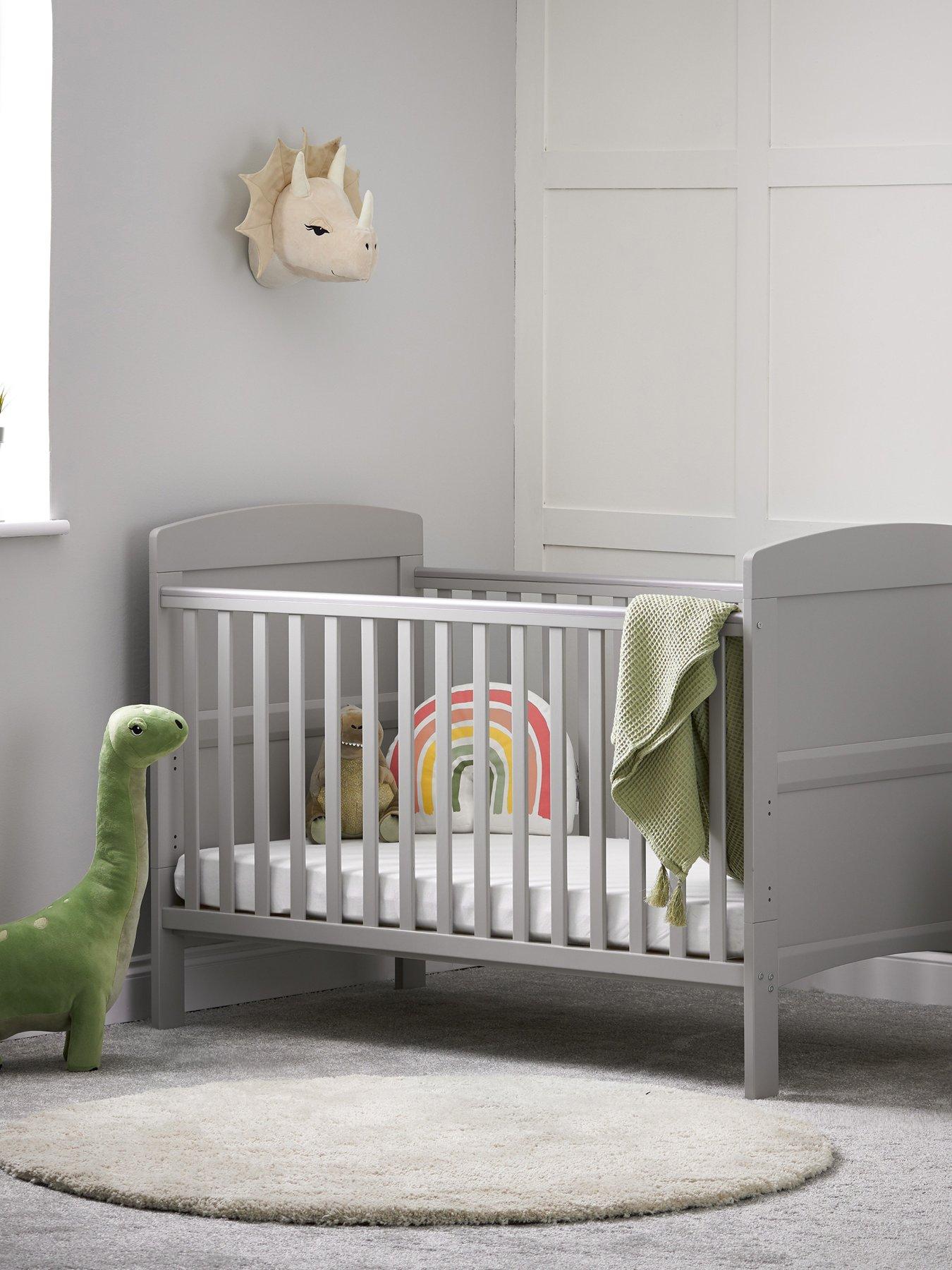 undefined Grace Cot Bed + Fibre Mattress - Warm Grey