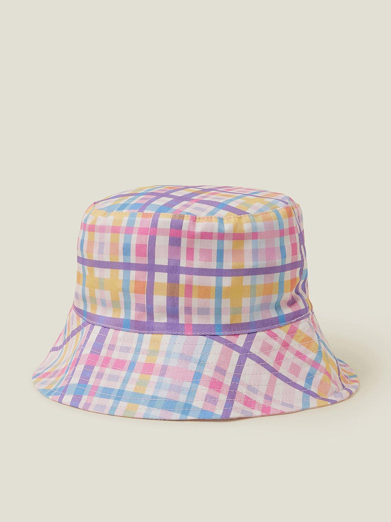 Image 1 of 4 of Accessorize Girls Check Reversible Bucket Hat - Multi