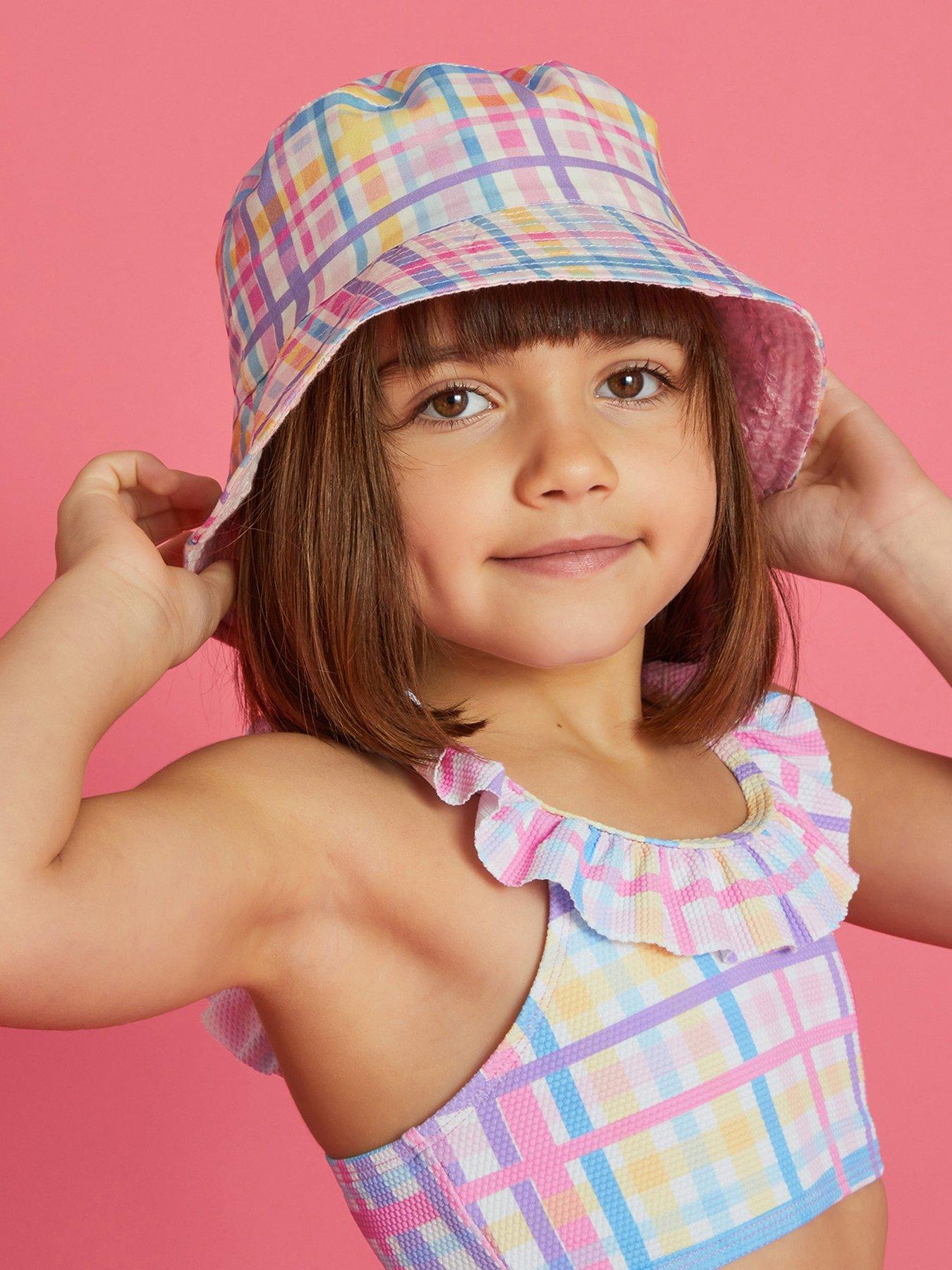 Image 2 of 4 of Accessorize Girls Check Reversible Bucket Hat - Multi