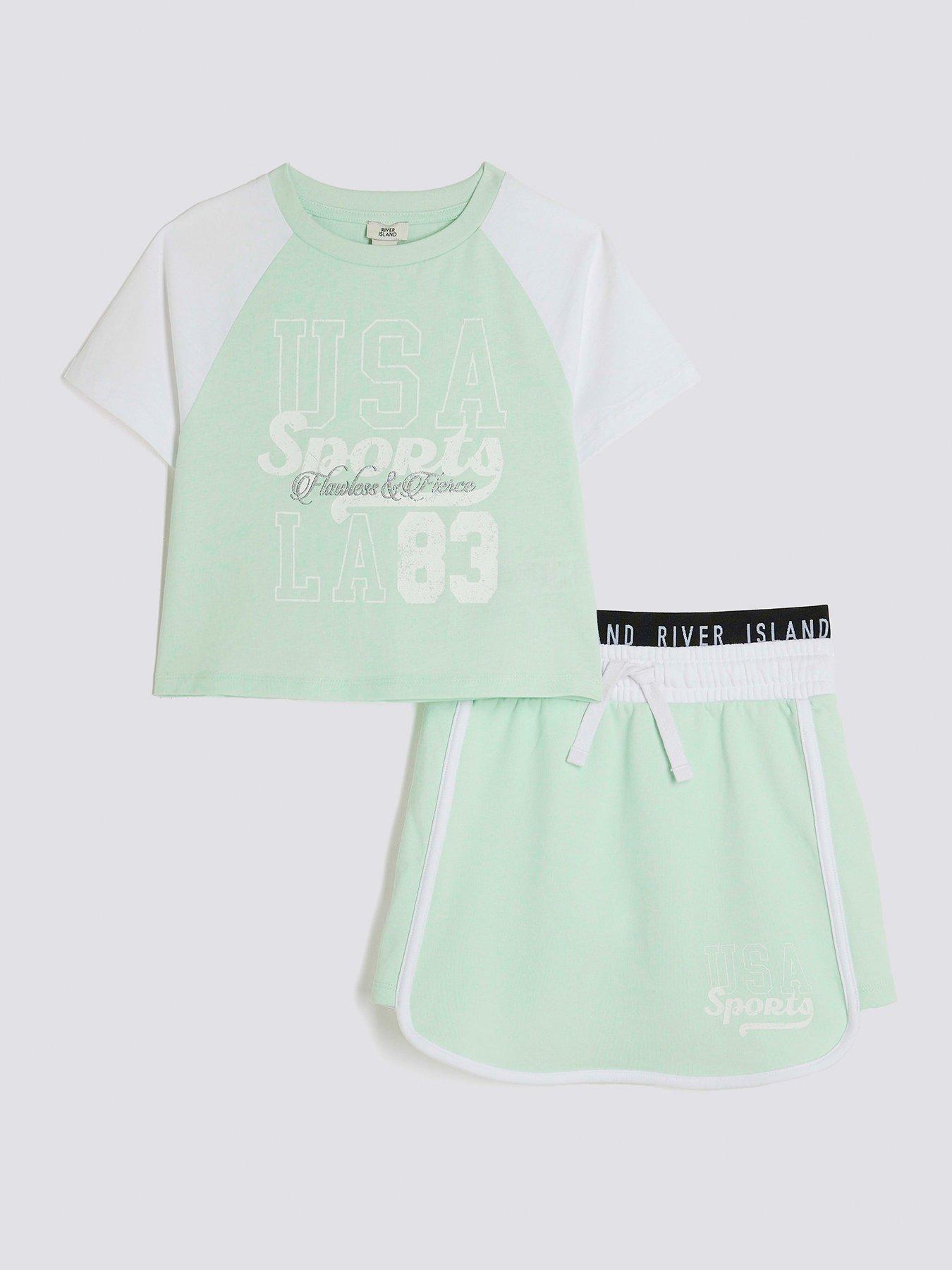 undefined Older Girl Top and Runner Skirt Set - Green