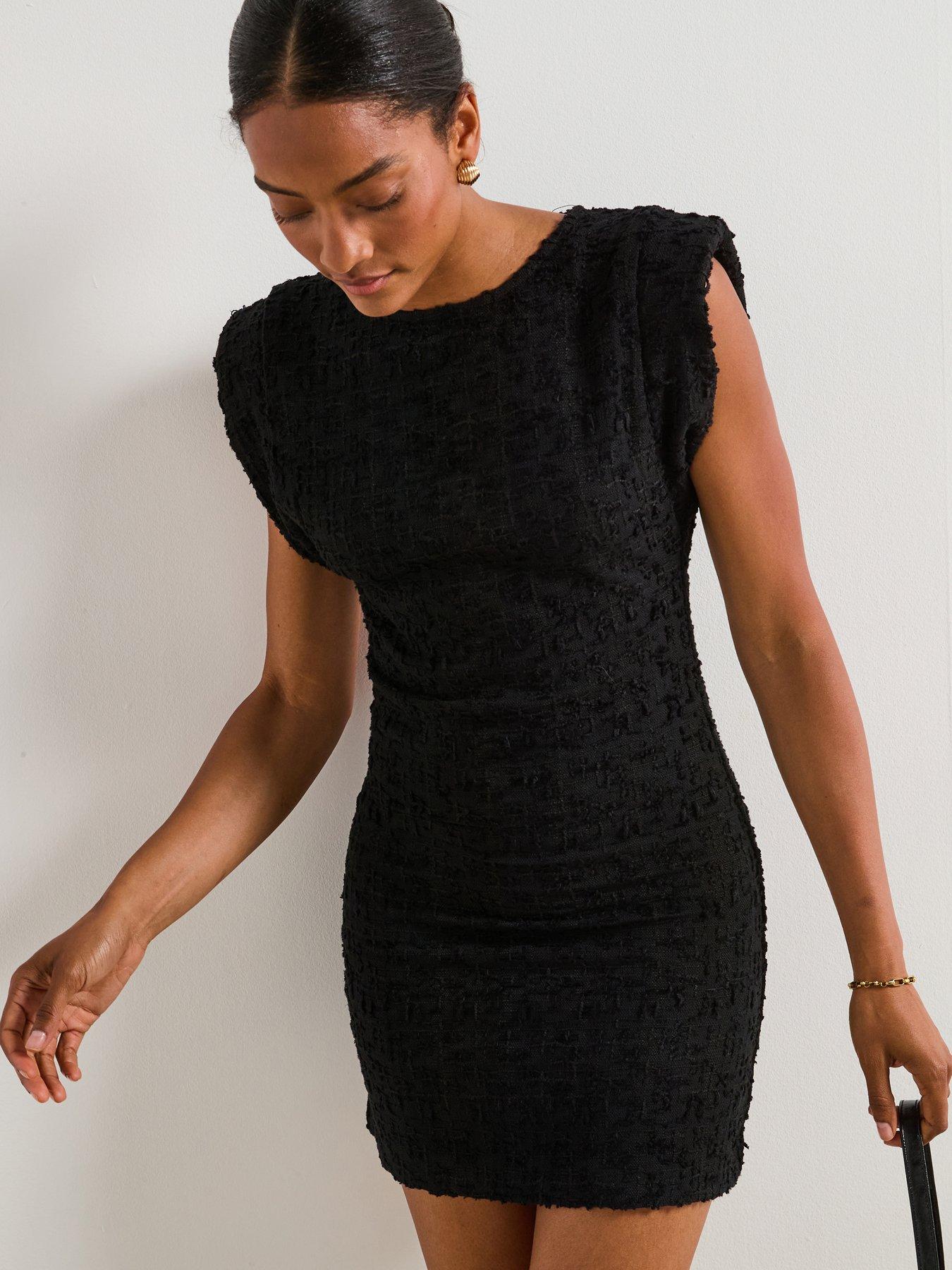 undefined Cap Sleeve Mini Dress - Black